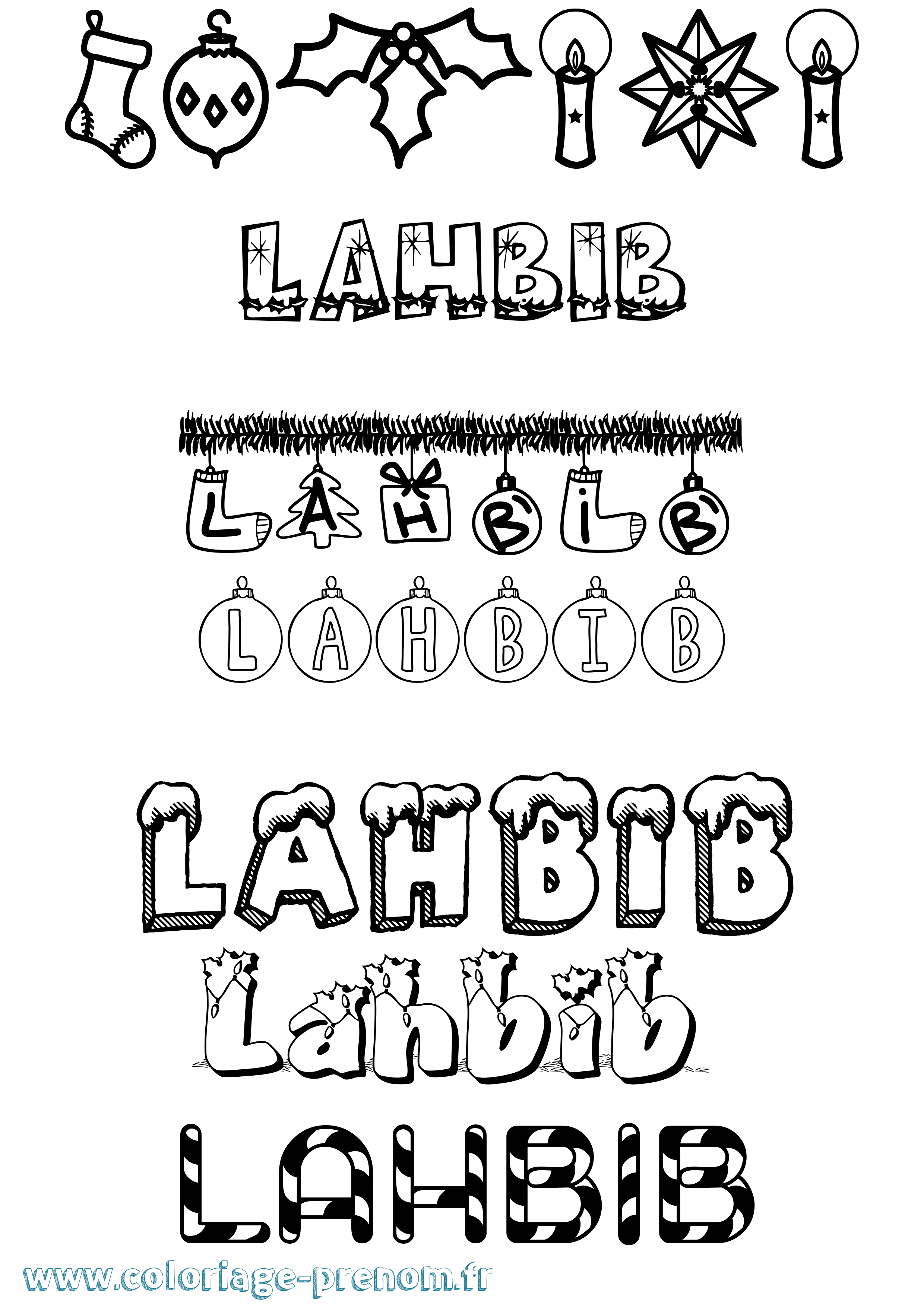 Coloriage Lahbib Noël Coloriage prénom Lahbib Noël