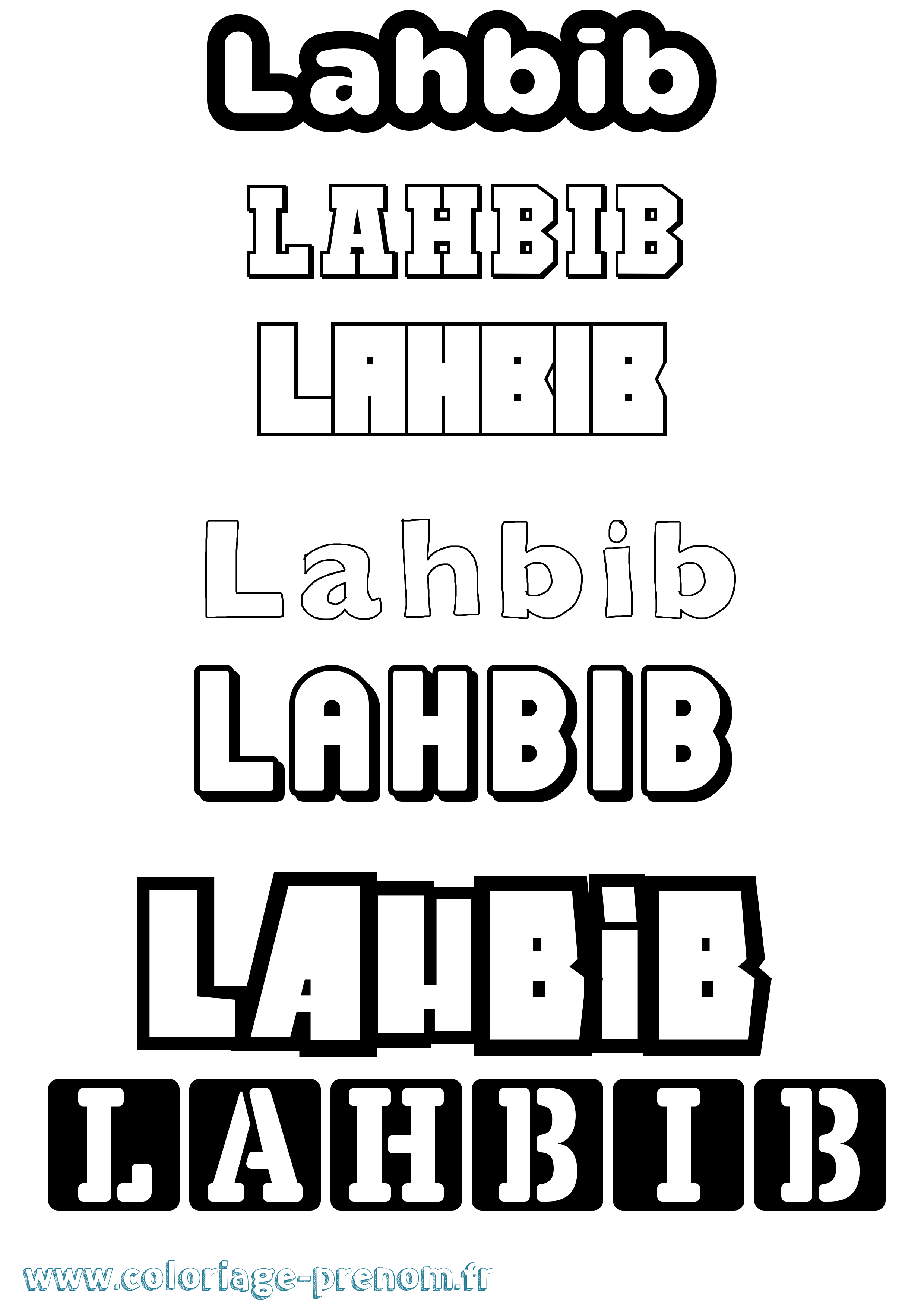 Coloriage prénom Lahbib Simple