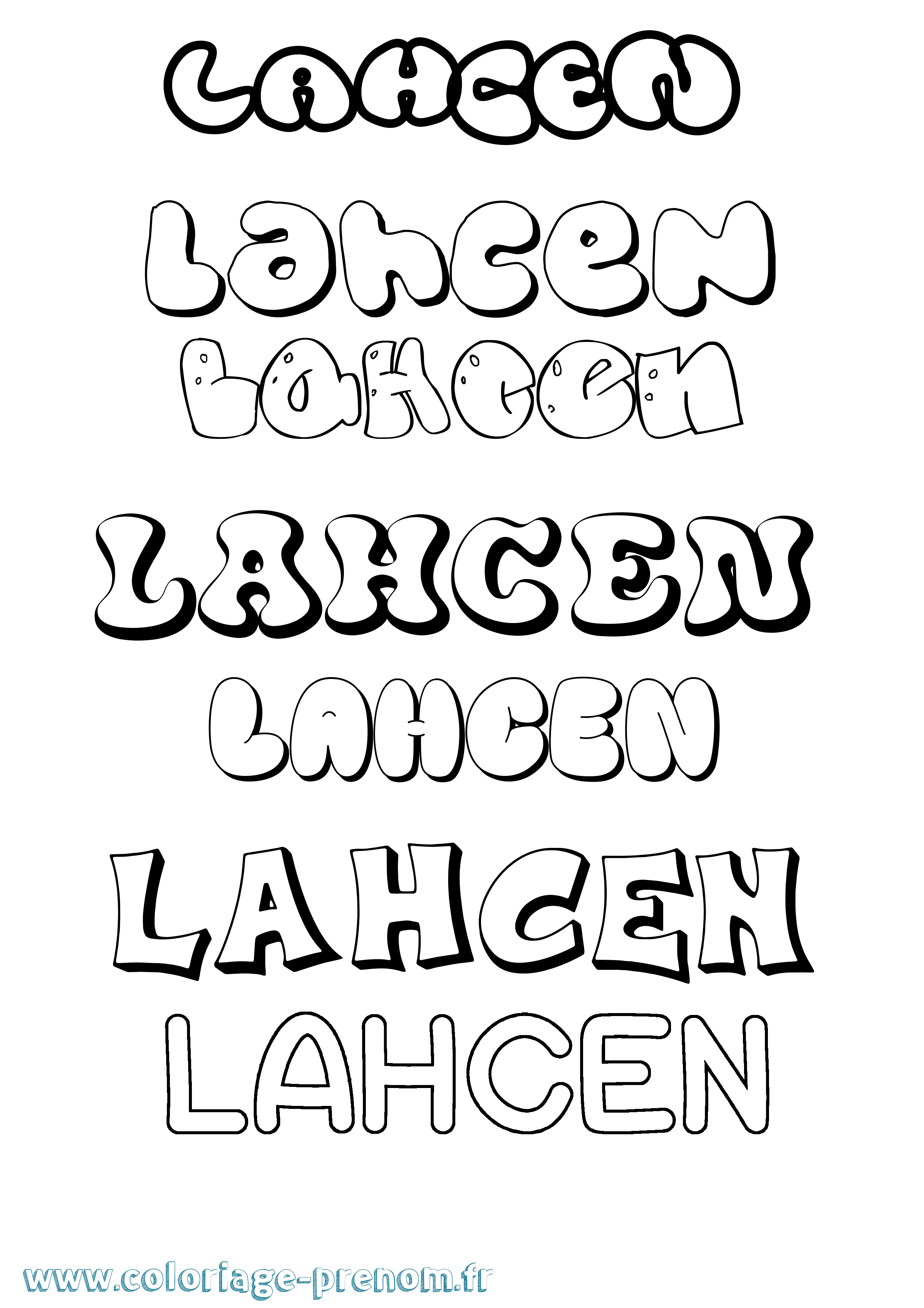 Coloriage Lahcen Bubble Coloriage prénom Lahcen Bubble