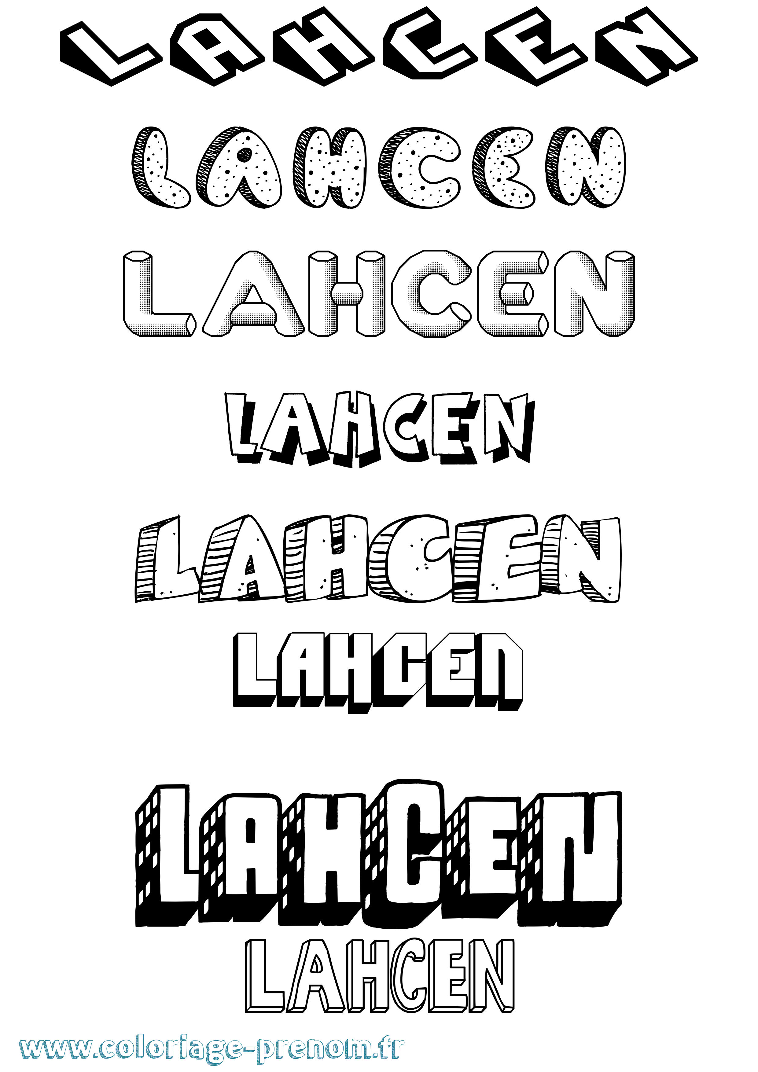 Coloriage Lahcen Effet 3D Coloriage prénom Lahcen Effet 3D