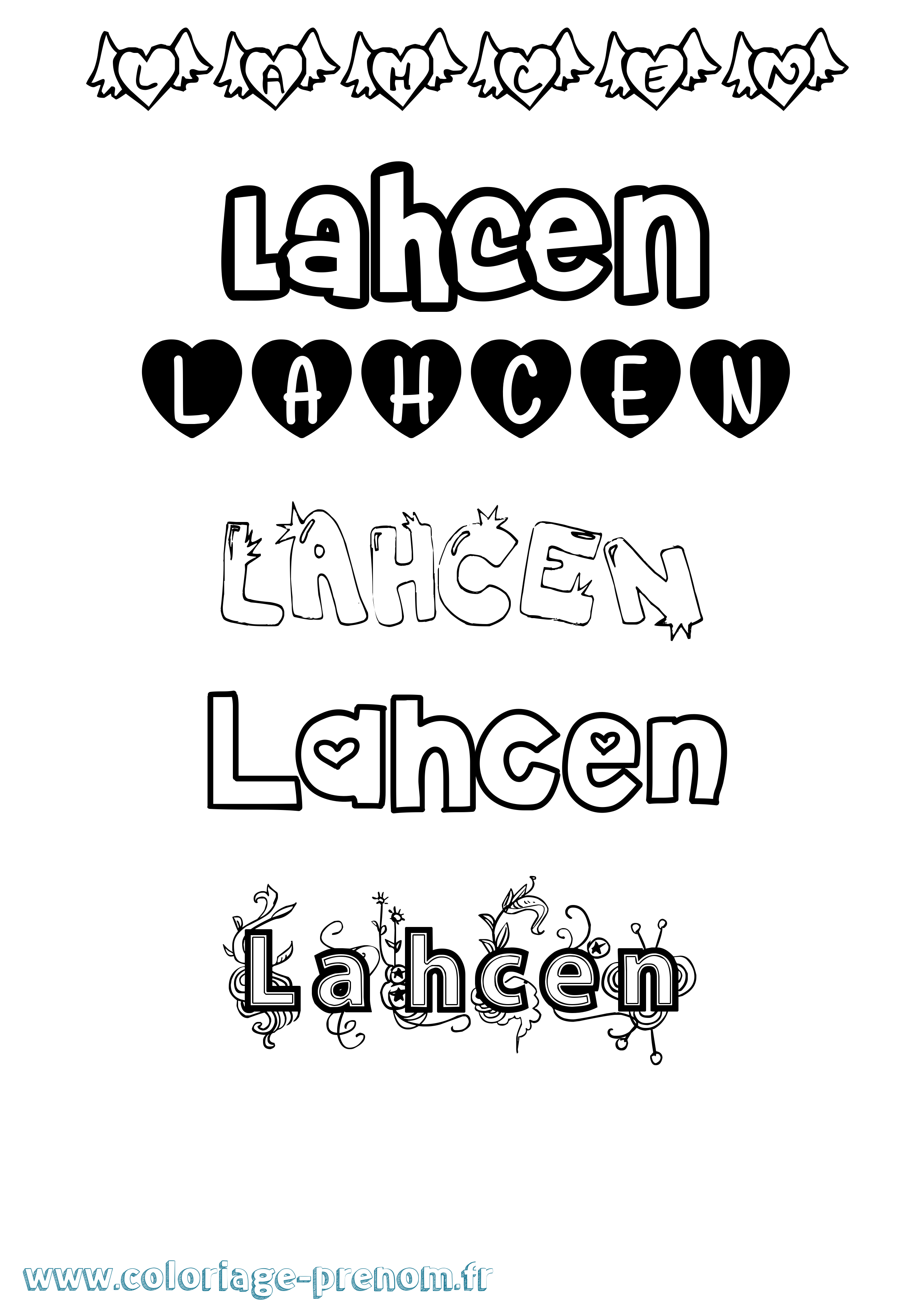 Coloriage prénom Lahcen Girly