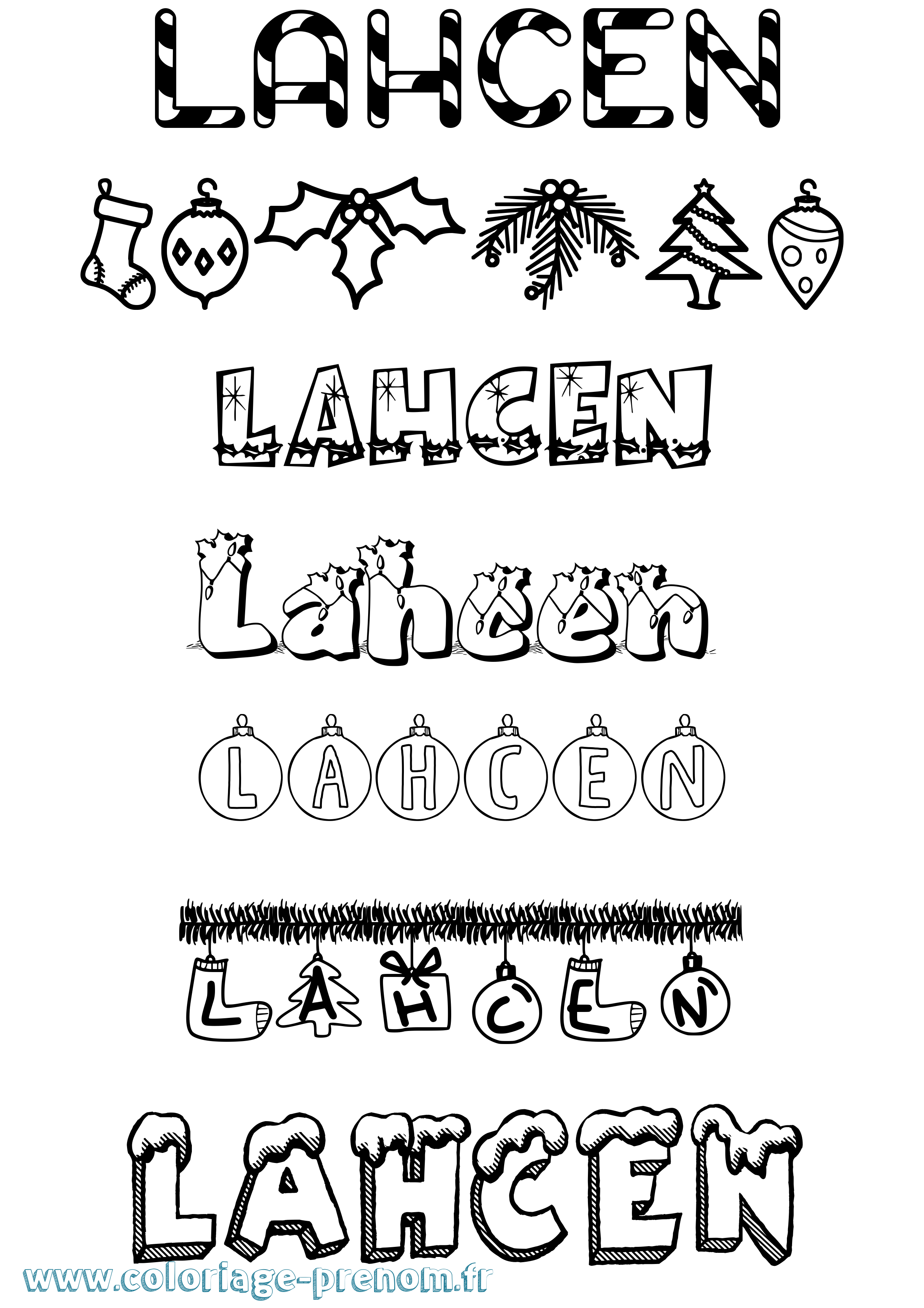 Coloriage Lahcen Noël Coloriage prénom Lahcen Noël
