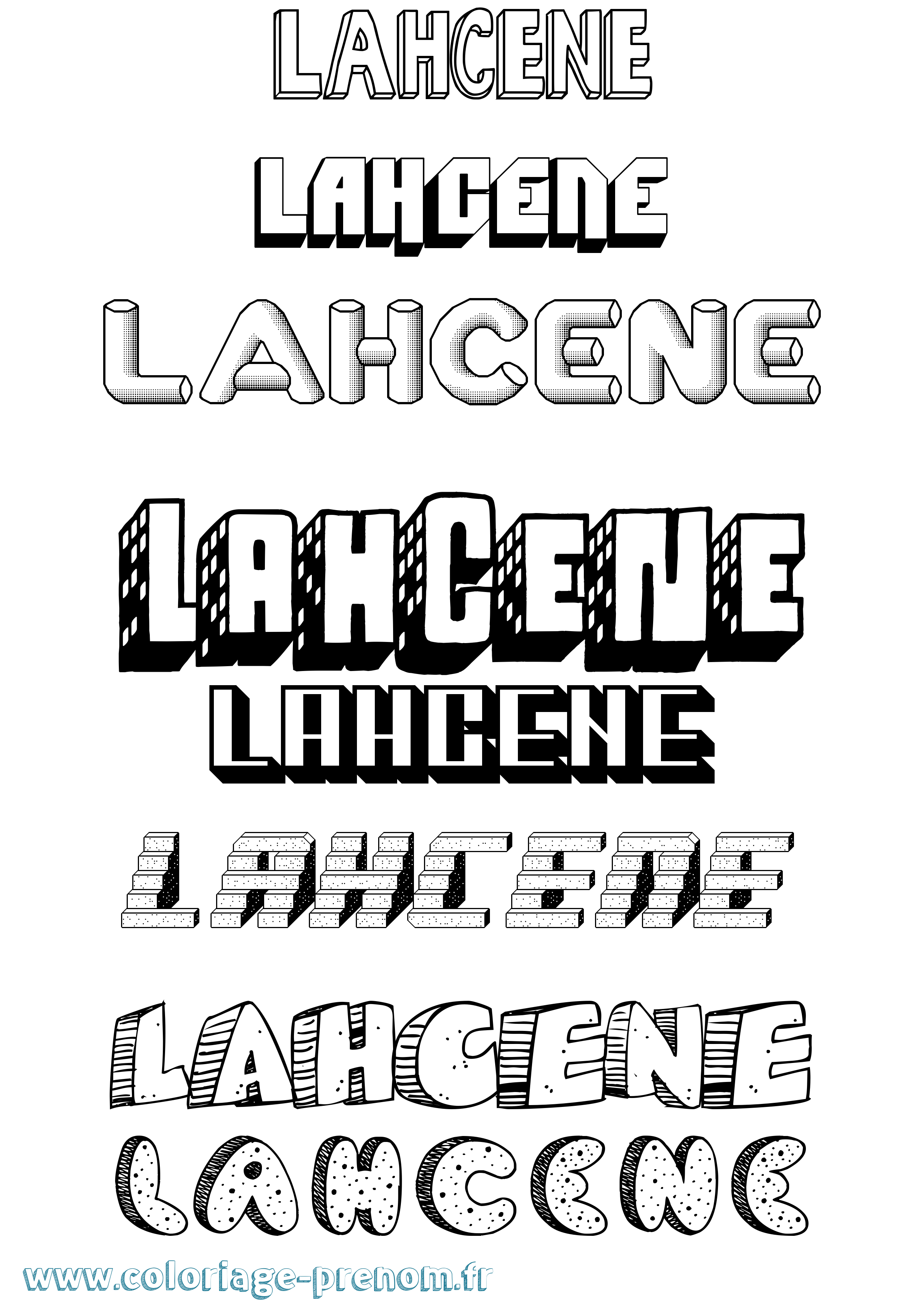 Coloriage Lahcene Effet 3D Coloriage prénom Lahcene Effet 3D