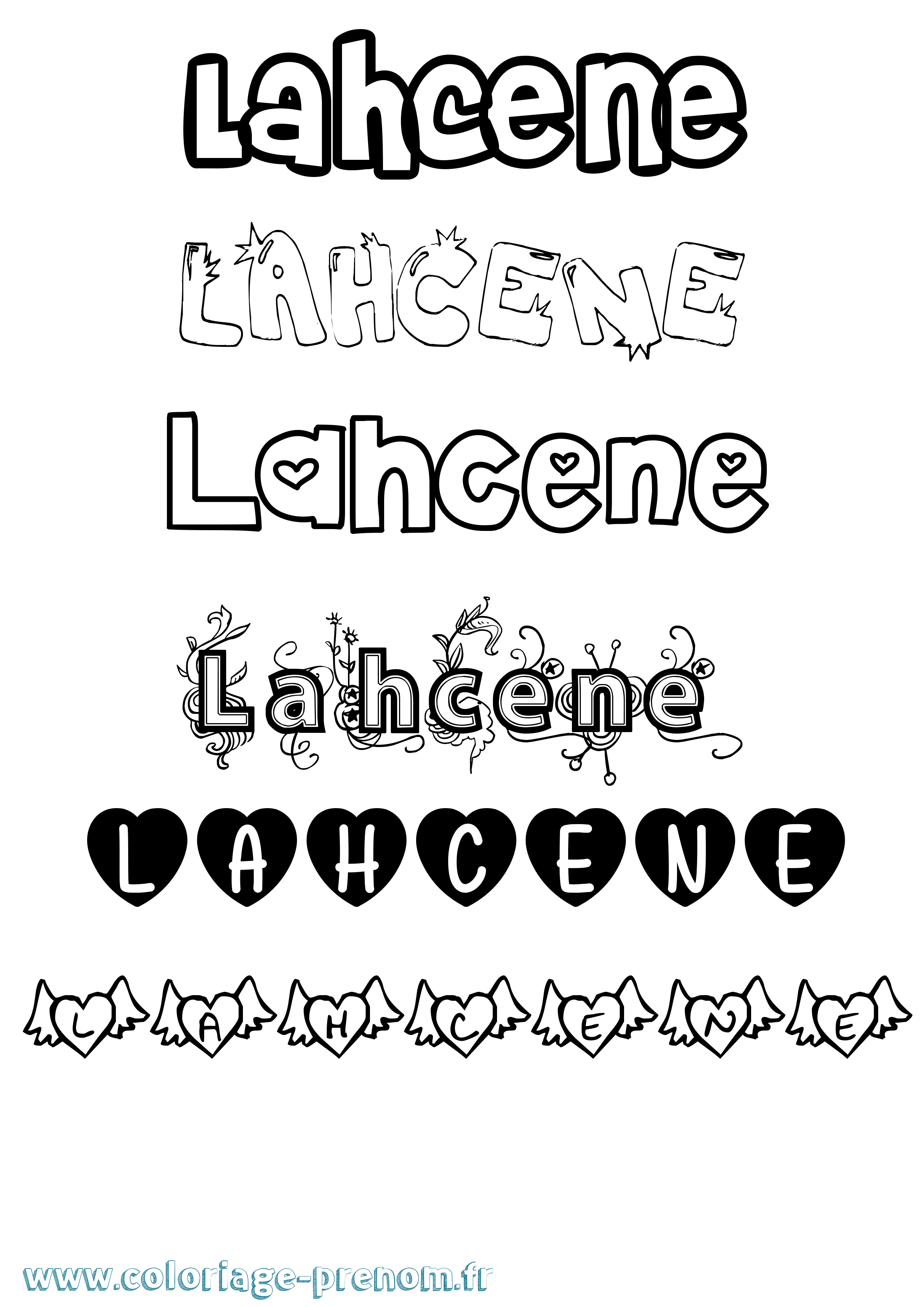 Coloriage Lahcene Girly Coloriage prénom Lahcene Girly