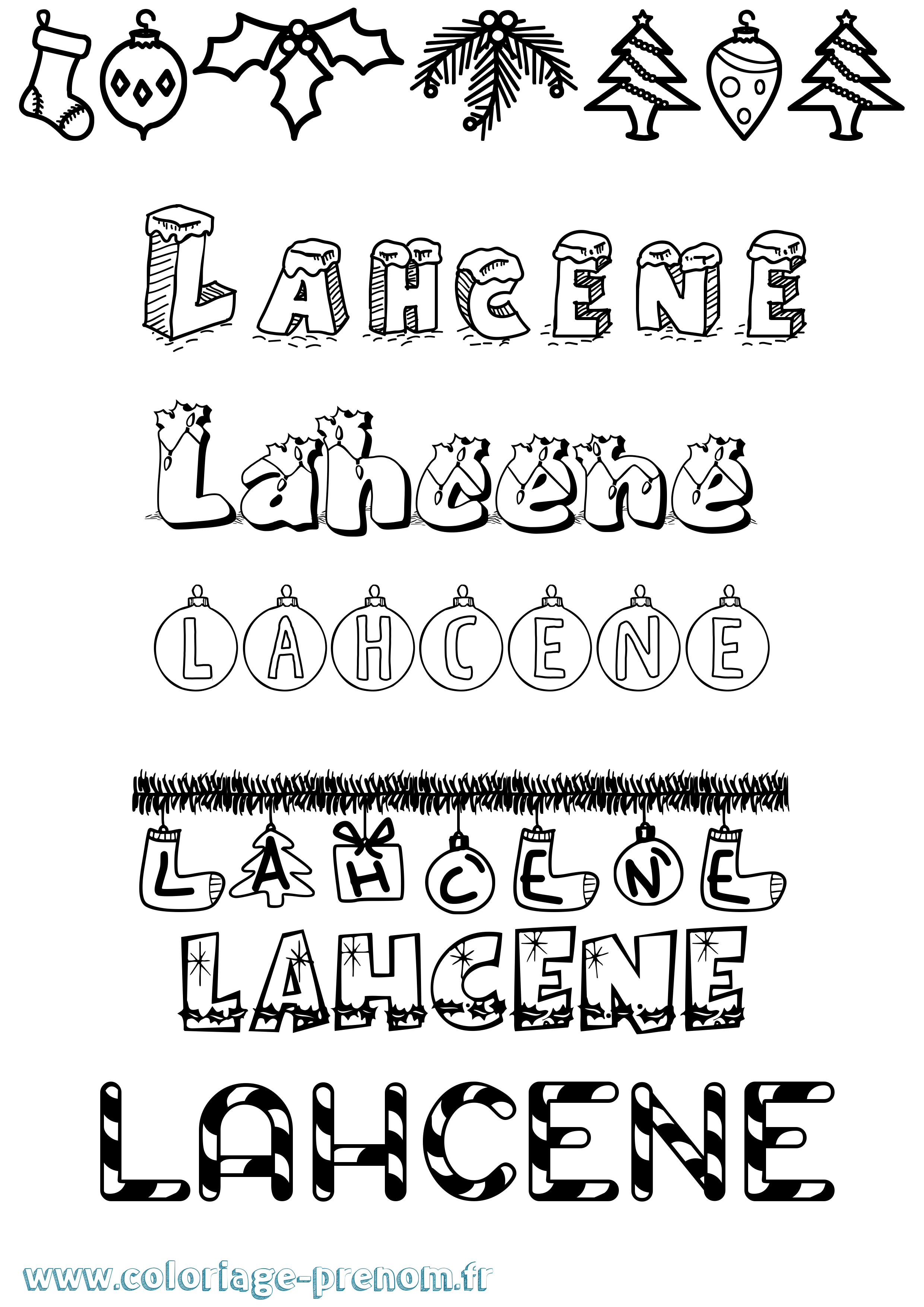 Coloriage Lahcene Noël Coloriage prénom Lahcene Noël