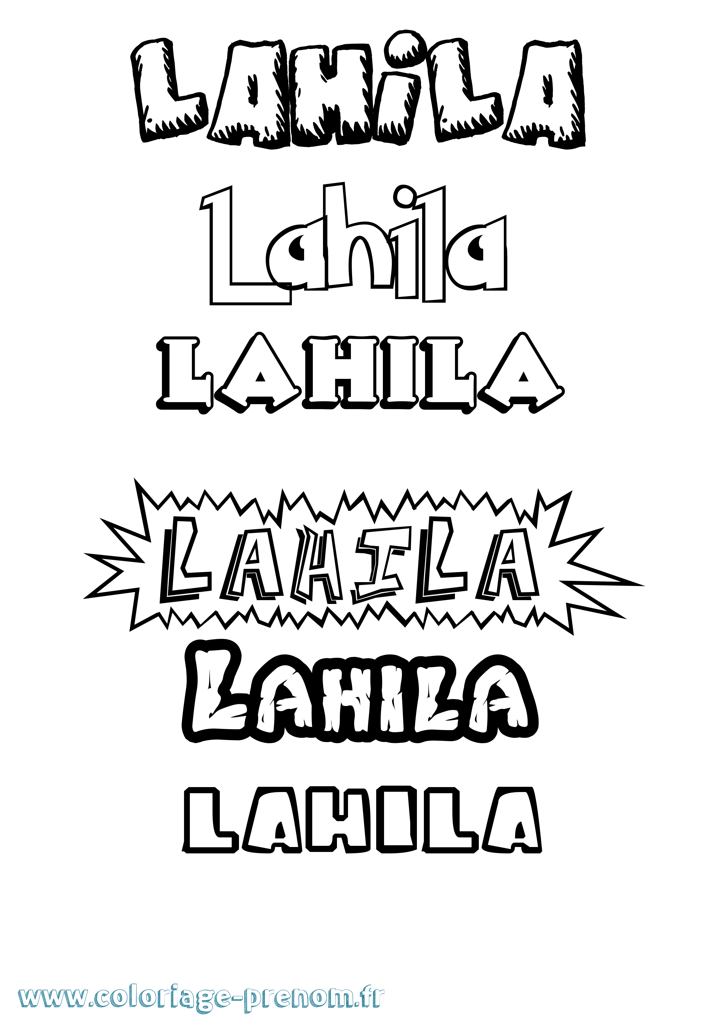 Coloriage Lahila Dessin Animé Coloriage prénom Lahila Dessin Animé