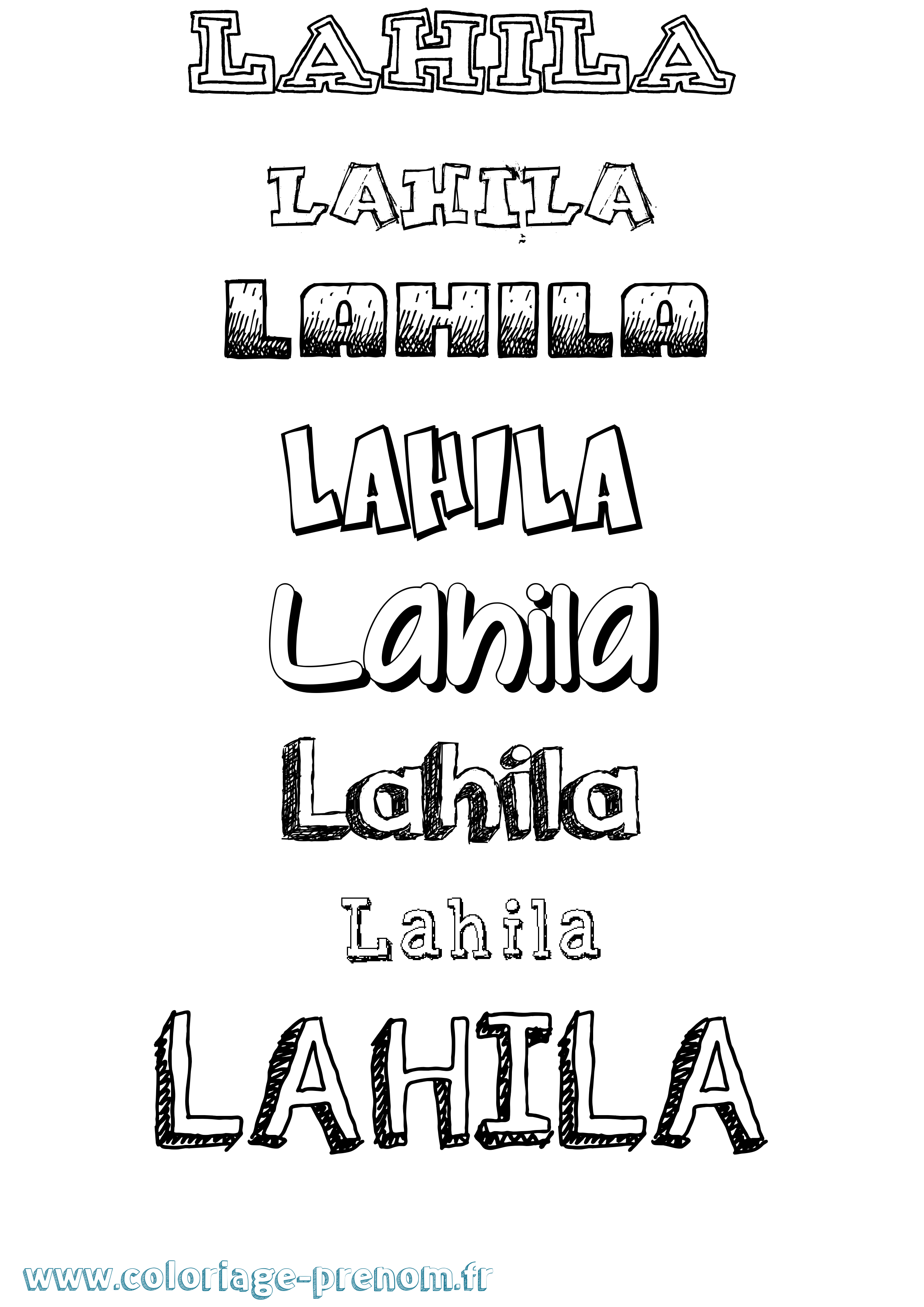 Coloriage Lahila Dessiné Coloriage prénom Lahila Dessiné