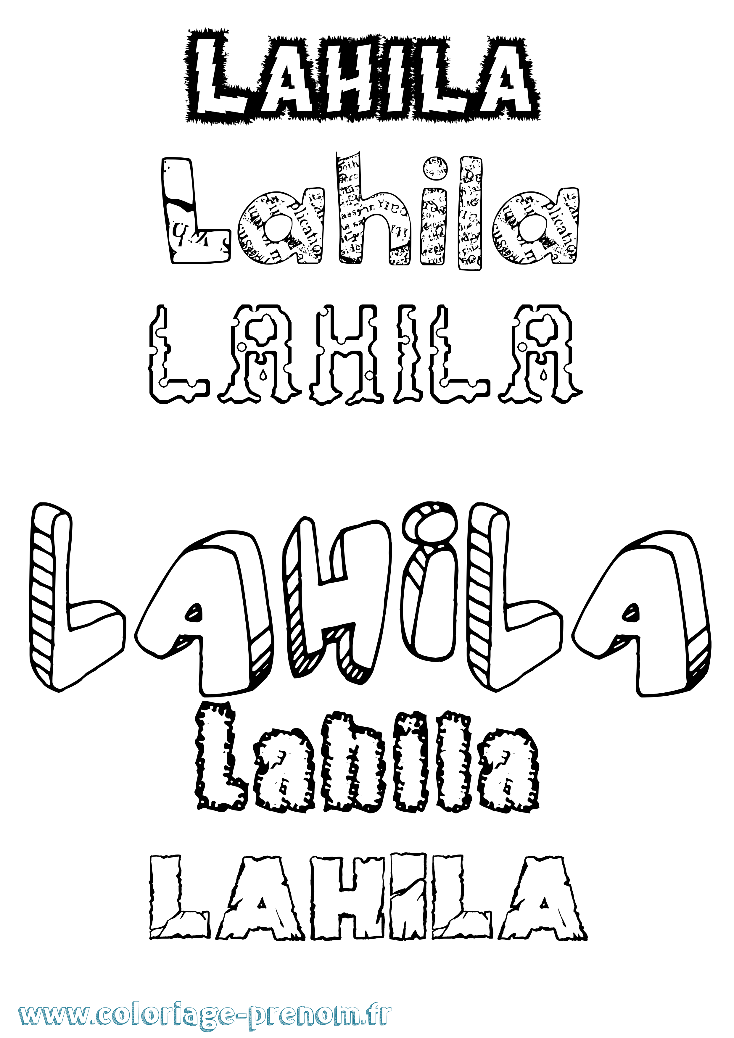 Coloriage Lahila Destructuré Coloriage prénom Lahila Destructuré