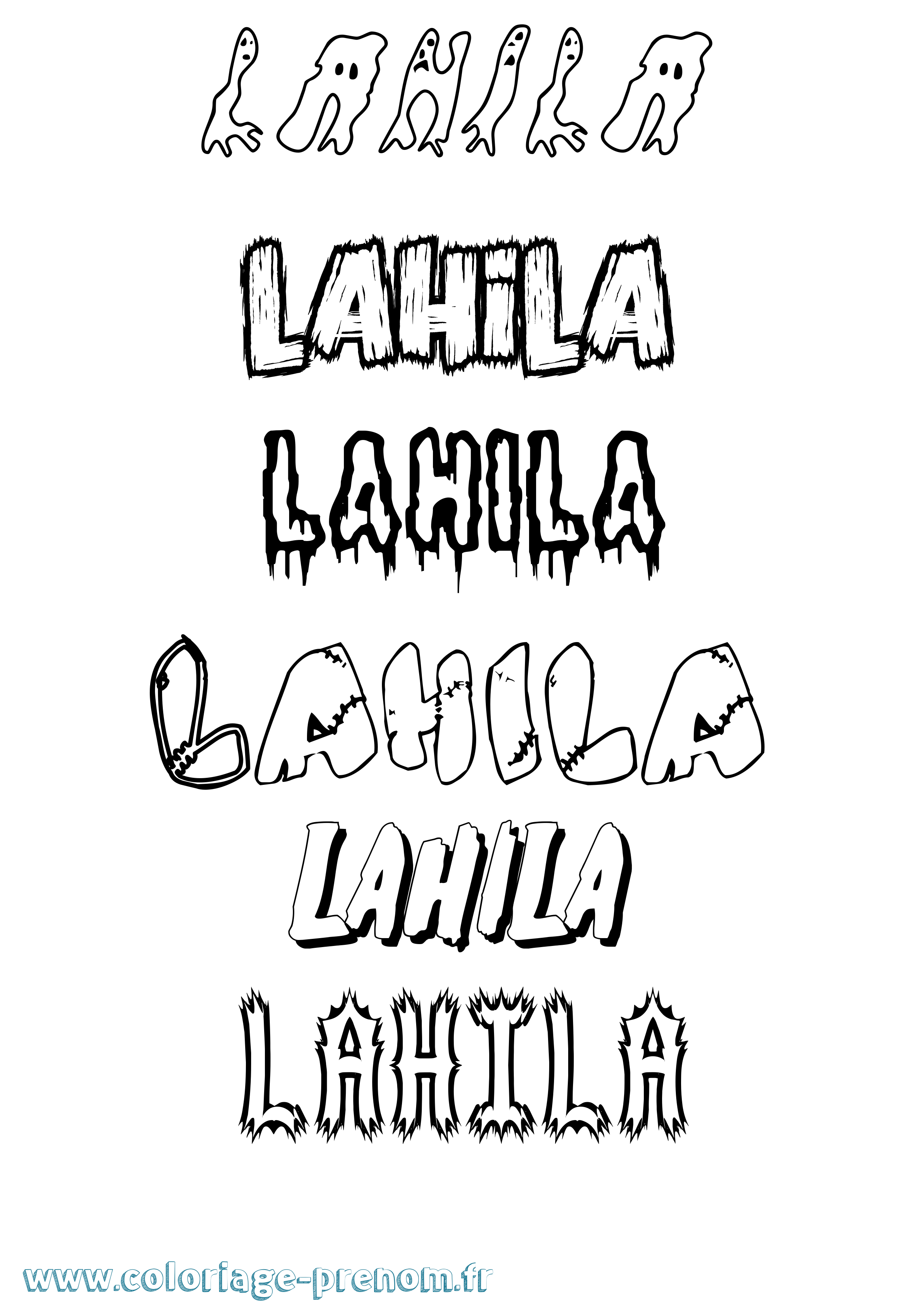 Coloriage Lahila Frisson Coloriage prénom Lahila Frisson