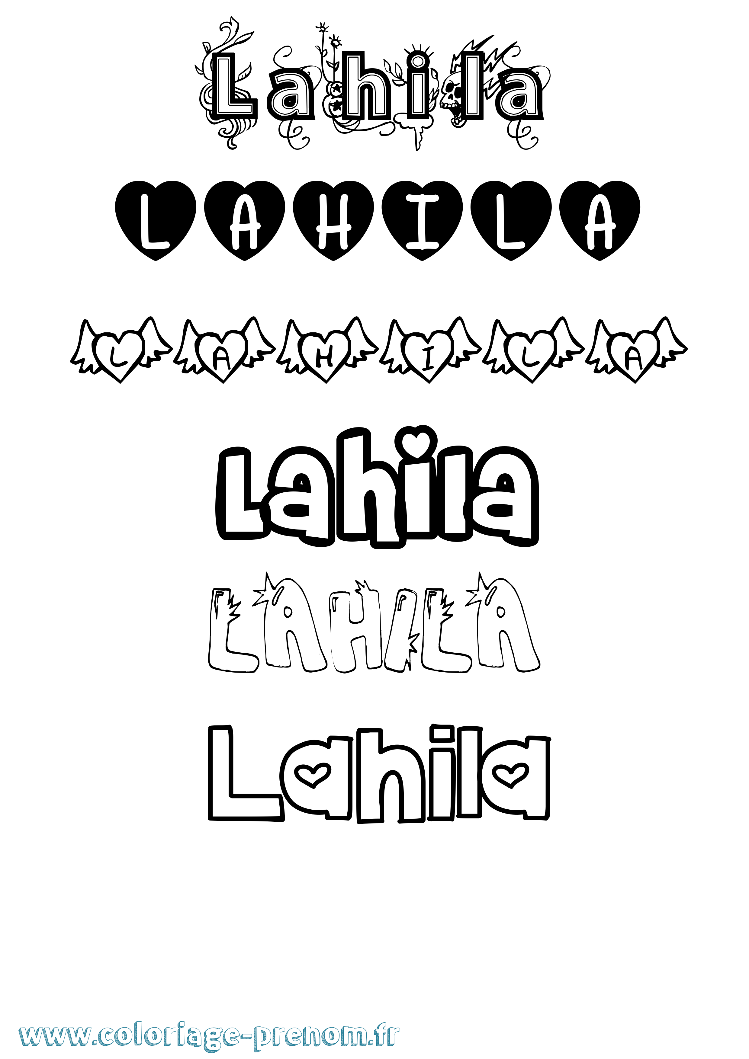 Coloriage Lahila Girly Coloriage prénom Lahila Girly