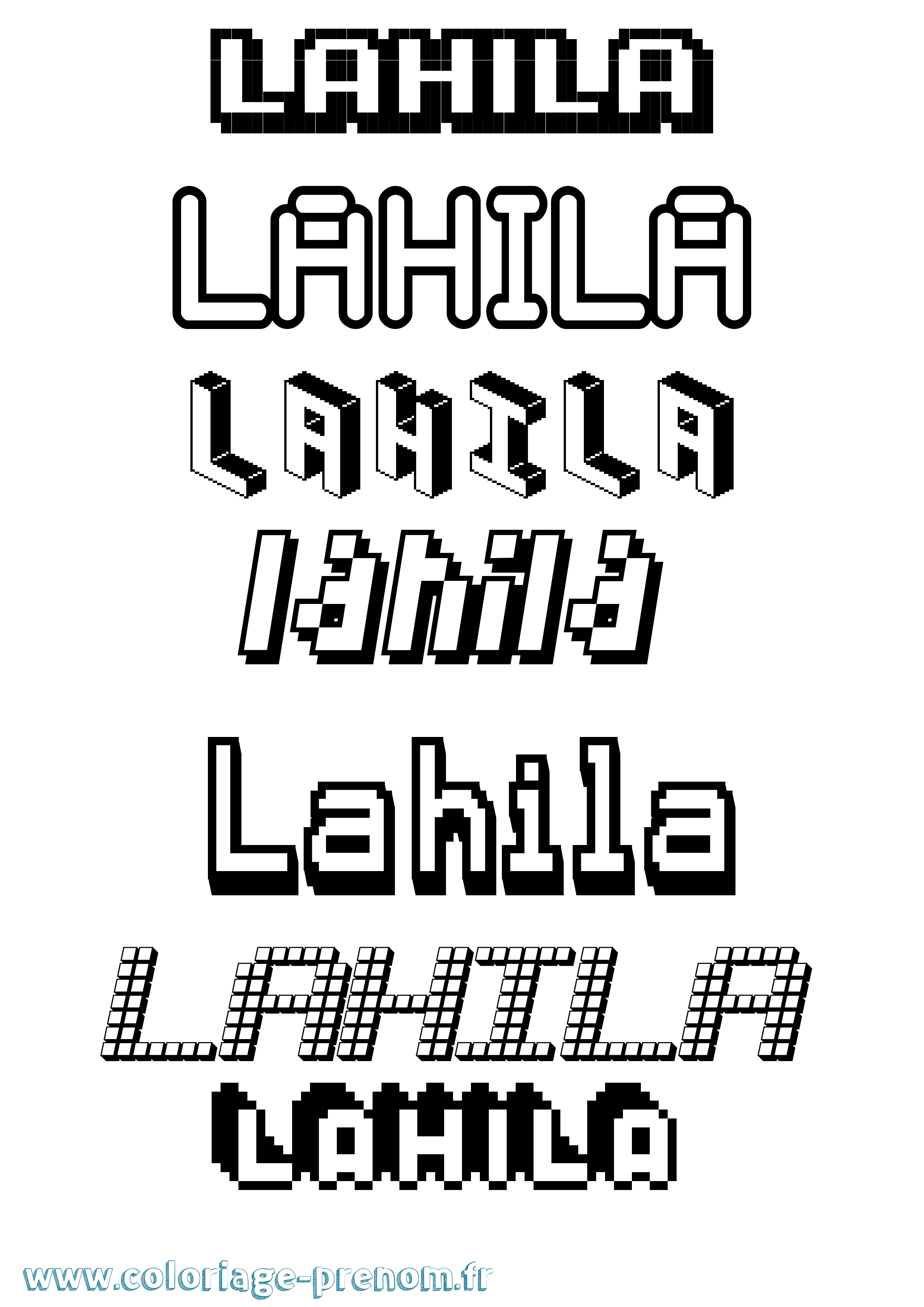 Coloriage Lahila Pixel Coloriage prénom Lahila Pixel