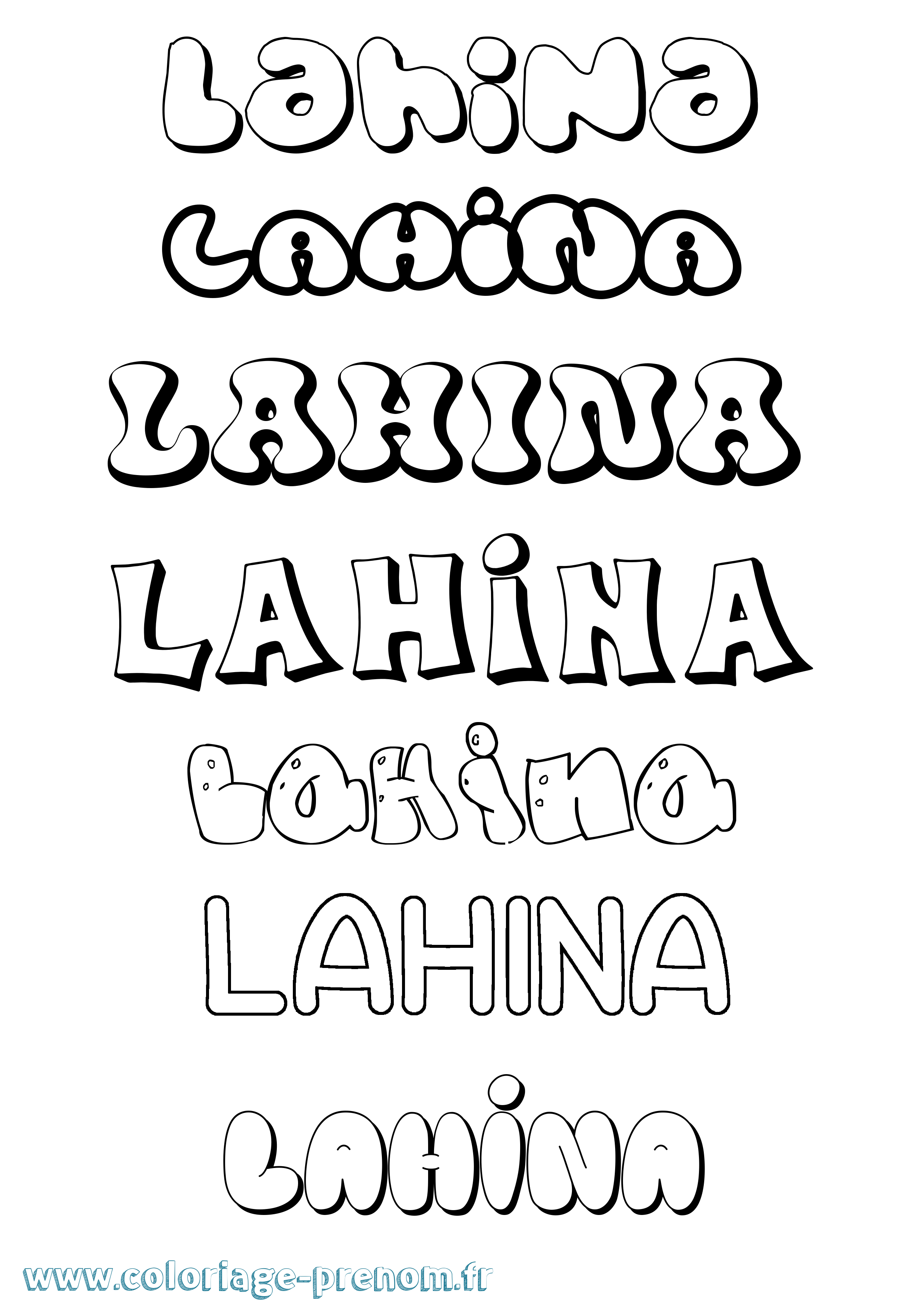 Coloriage Lahina Bubble Coloriage prénom Lahina Bubble