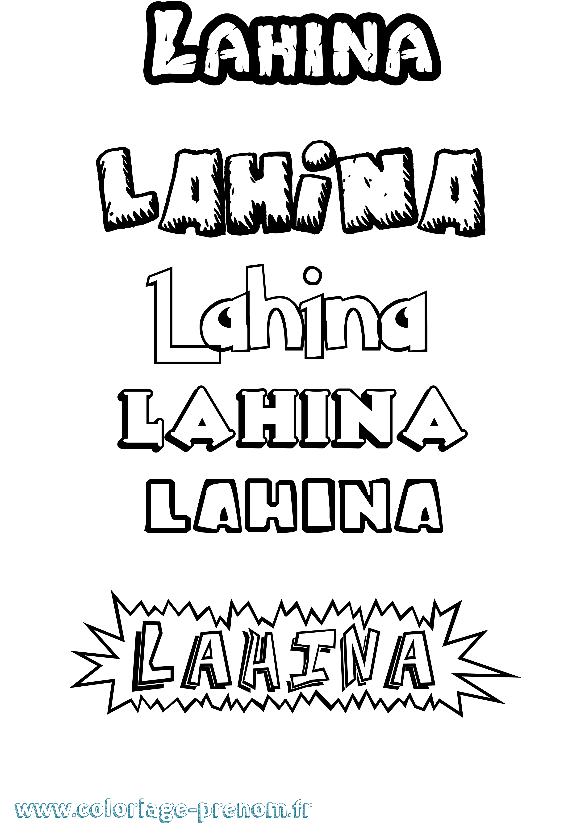 Coloriage Lahina Dessin Animé Coloriage prénom Lahina Dessin Animé