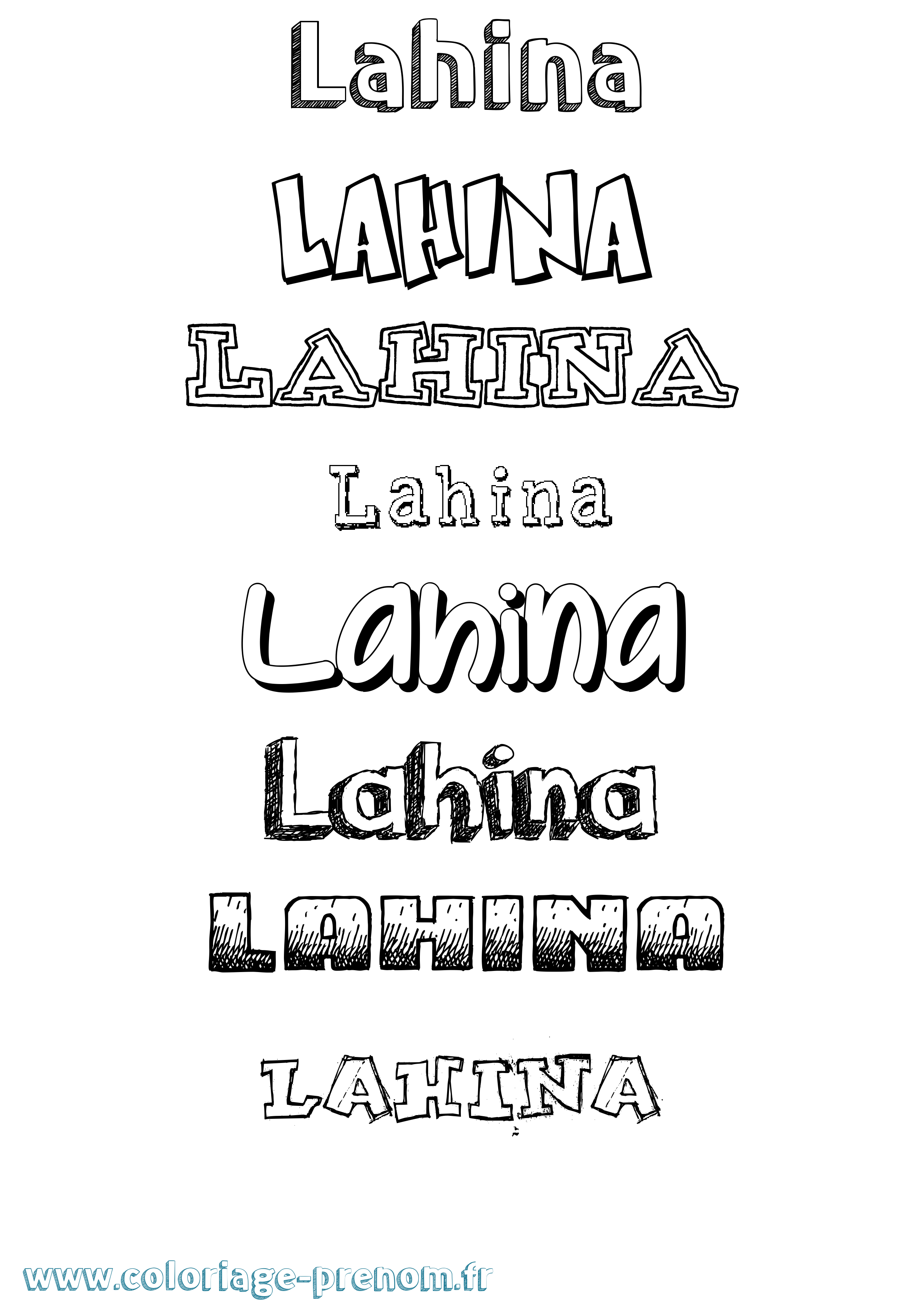 Coloriage prénom Lahina Dessiné