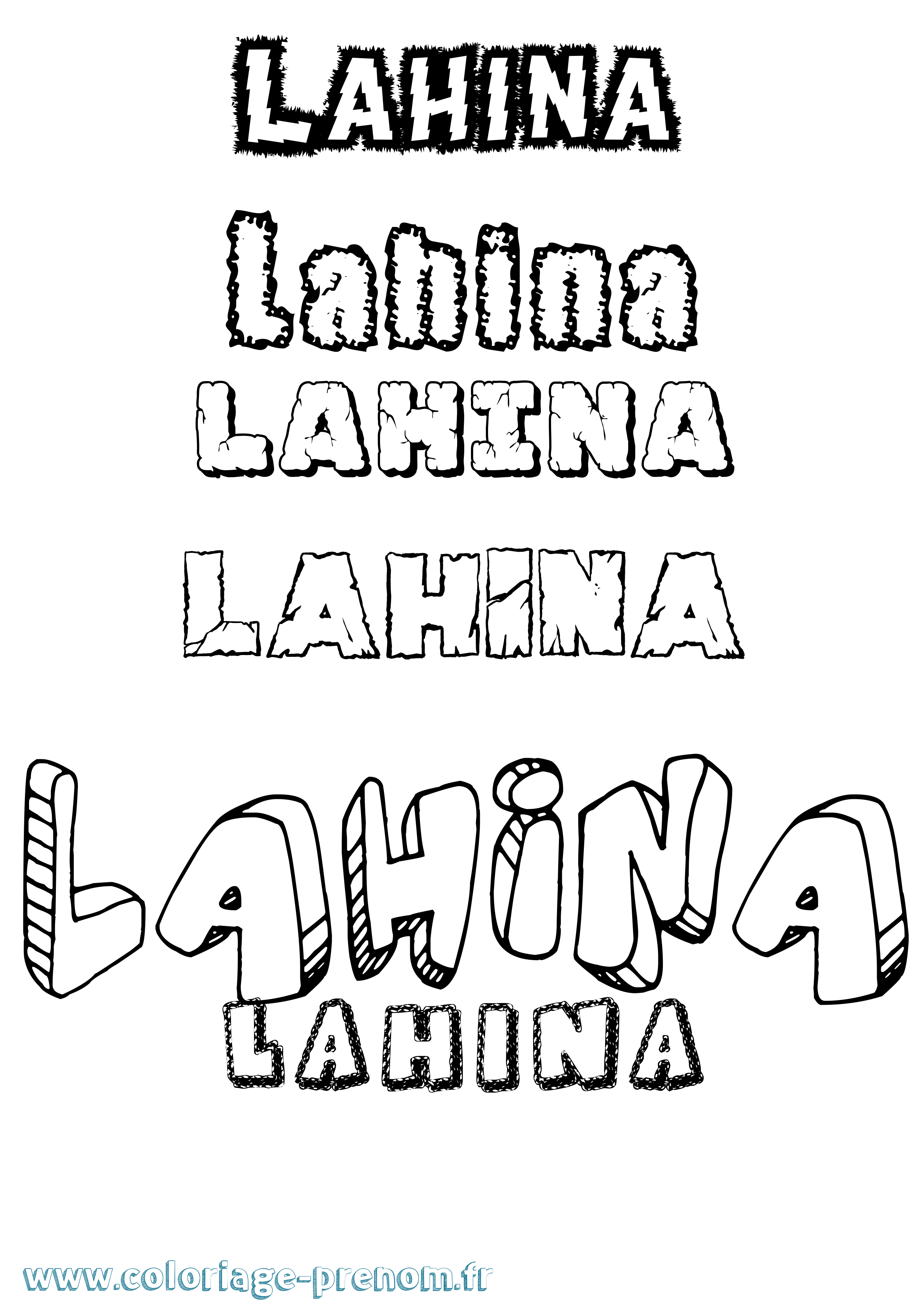 Coloriage prénom Lahina Destructuré