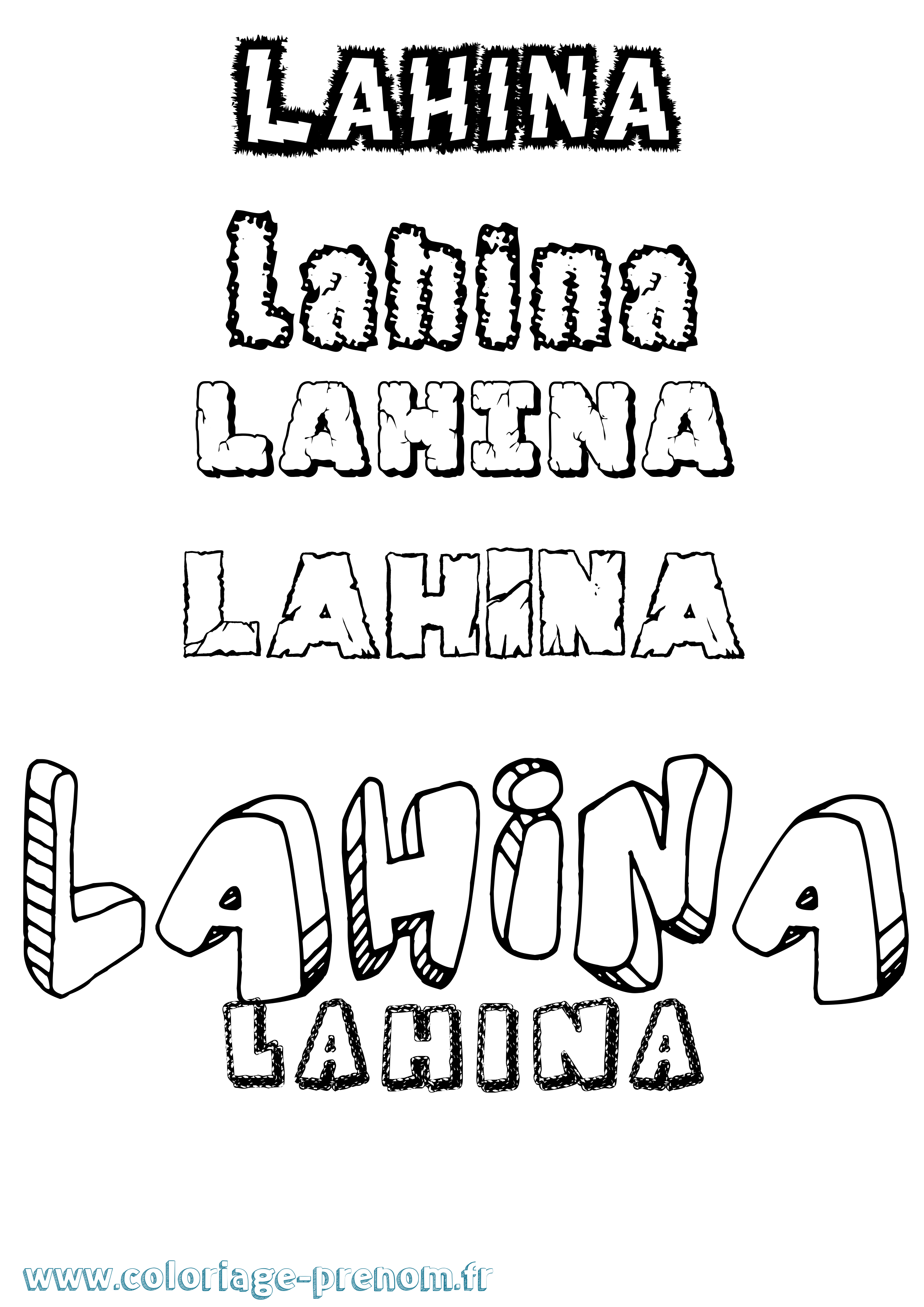 Coloriage Lahina Destructuré Coloriage prénom Lahina Destructuré