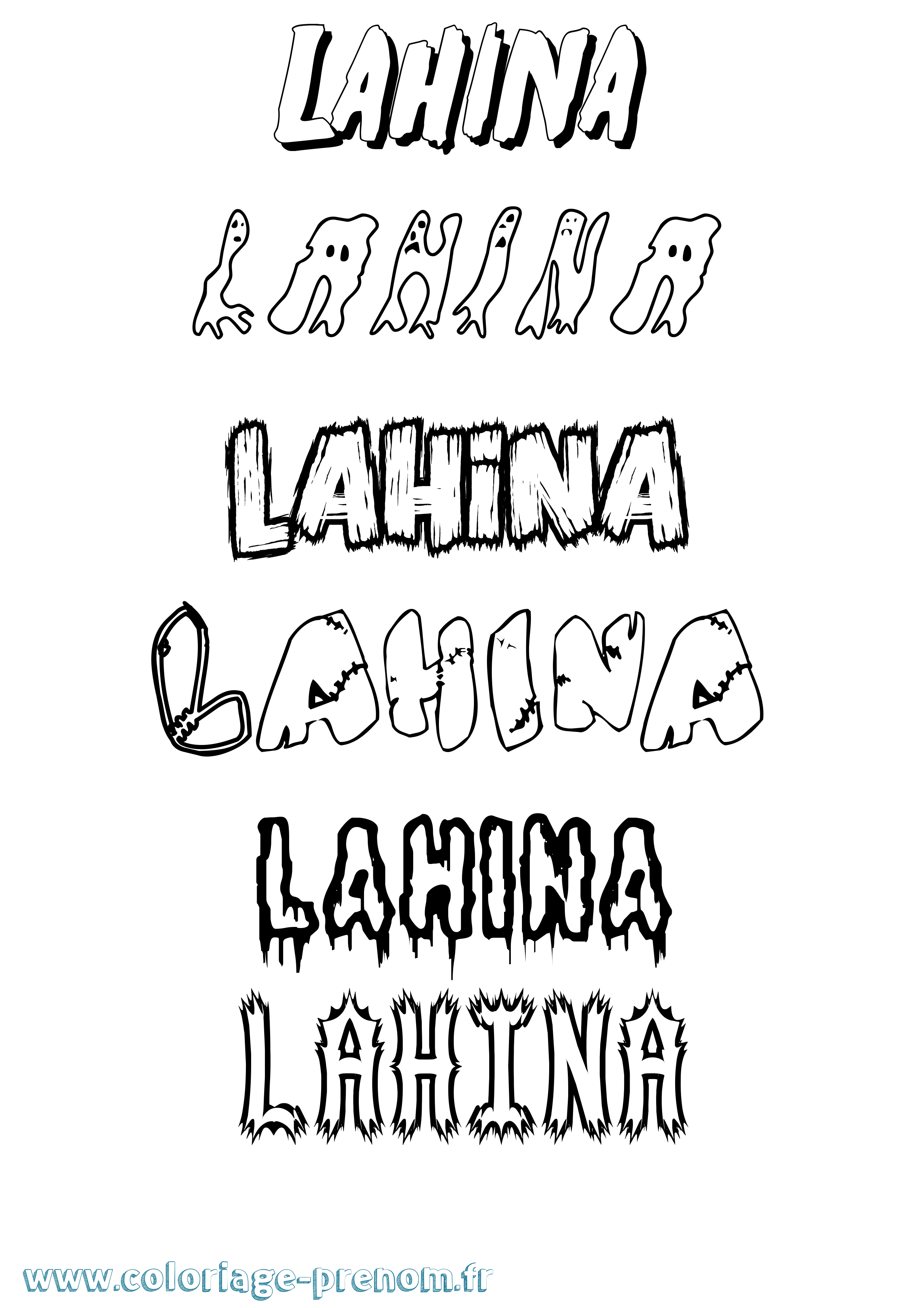 Coloriage prénom Lahina Frisson