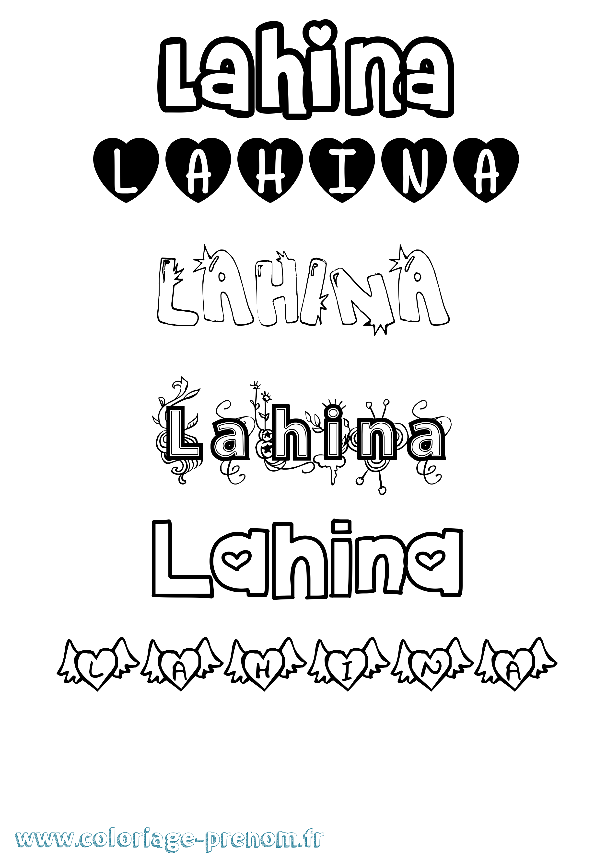 Coloriage Lahina Girly Coloriage prénom Lahina Girly