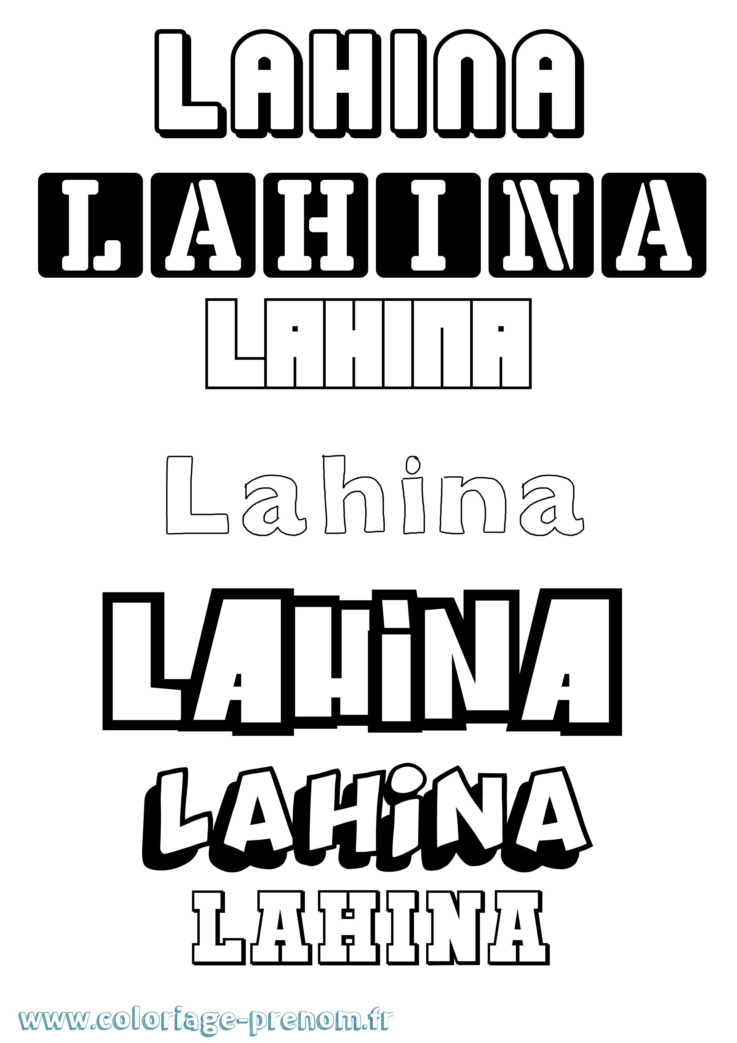 Coloriage prénom Lahina Simple