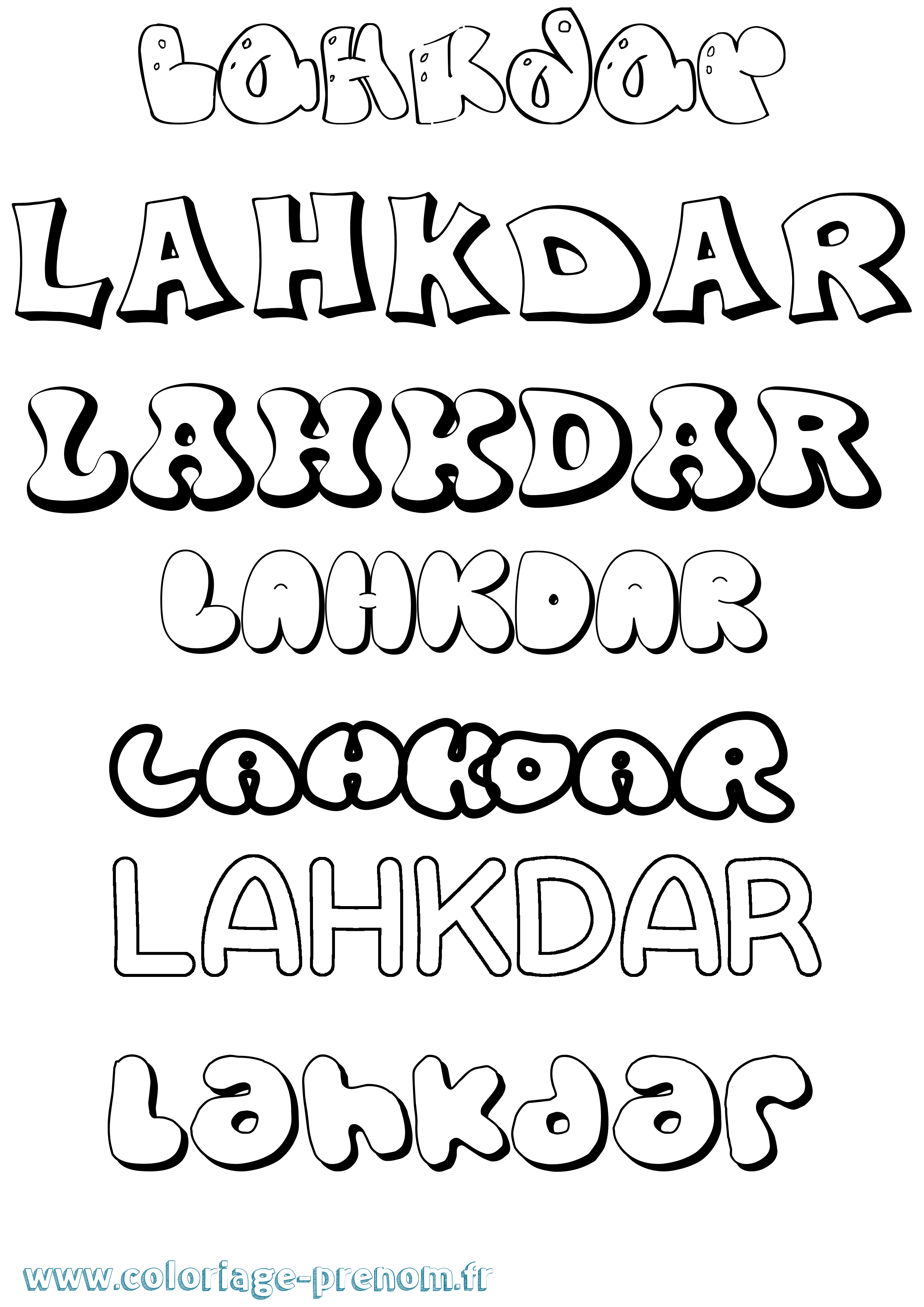 Coloriage prénom Lahkdar Bubble