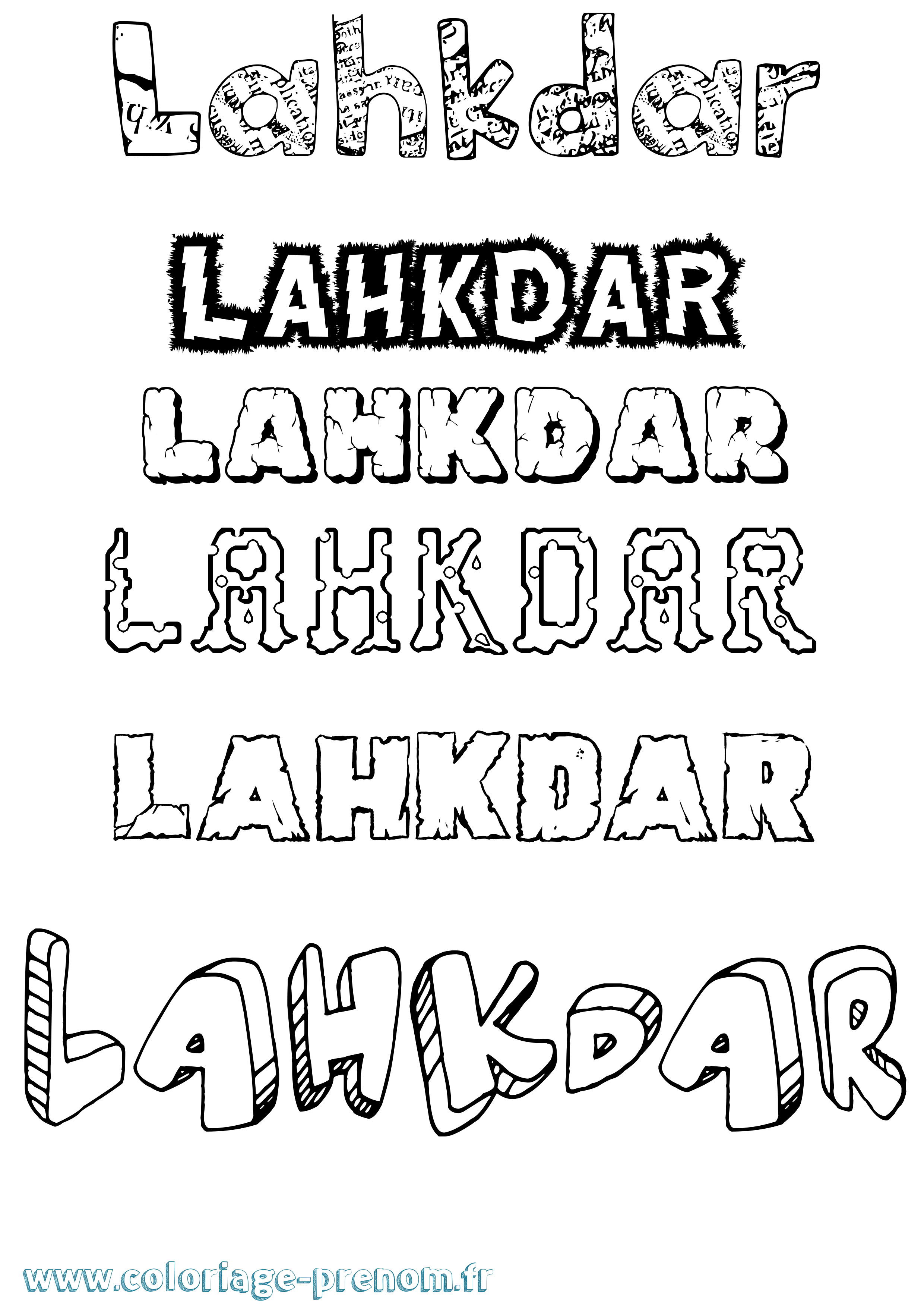 Coloriage prénom Lahkdar Destructuré