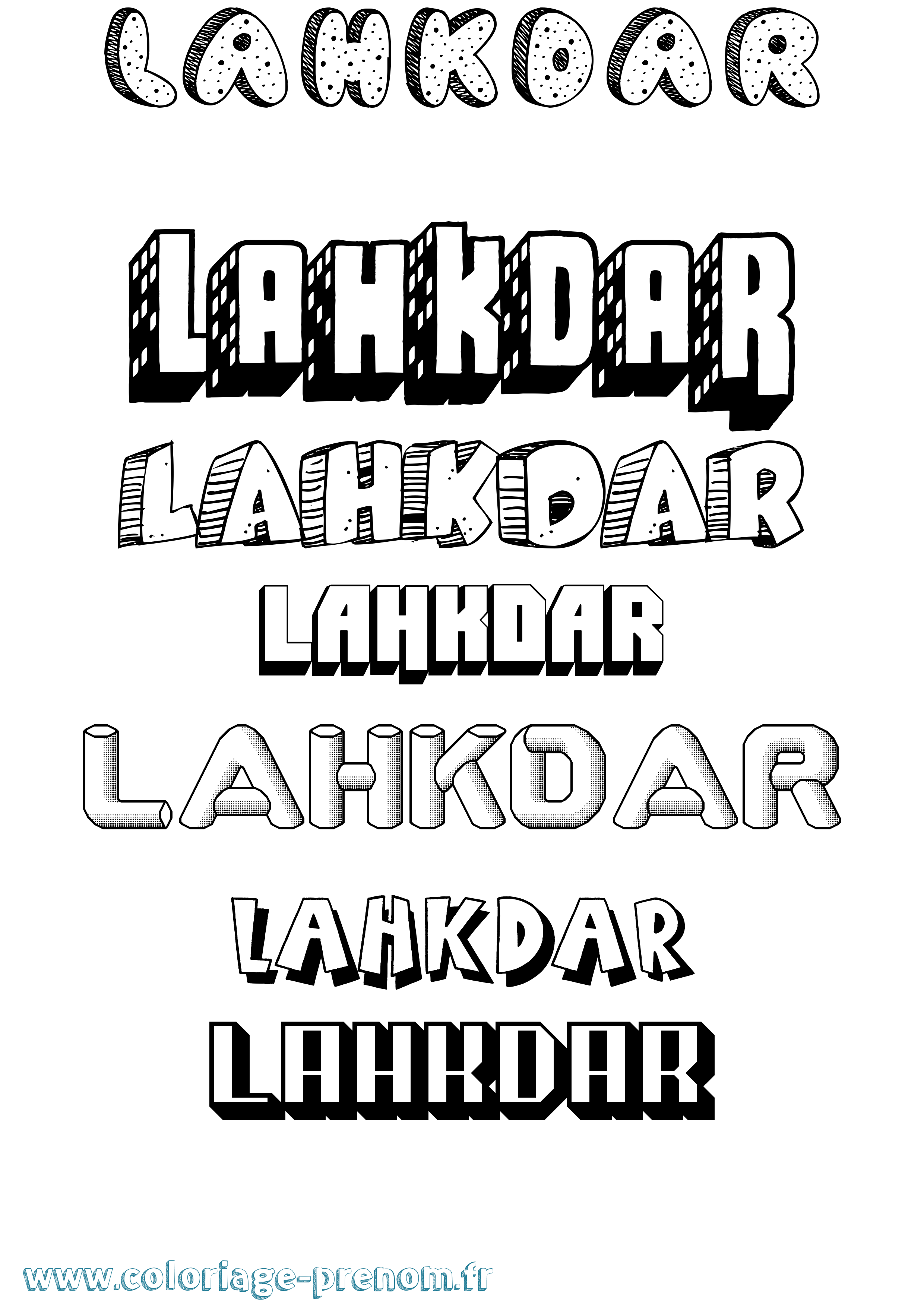 Coloriage prénom Lahkdar Effet 3D