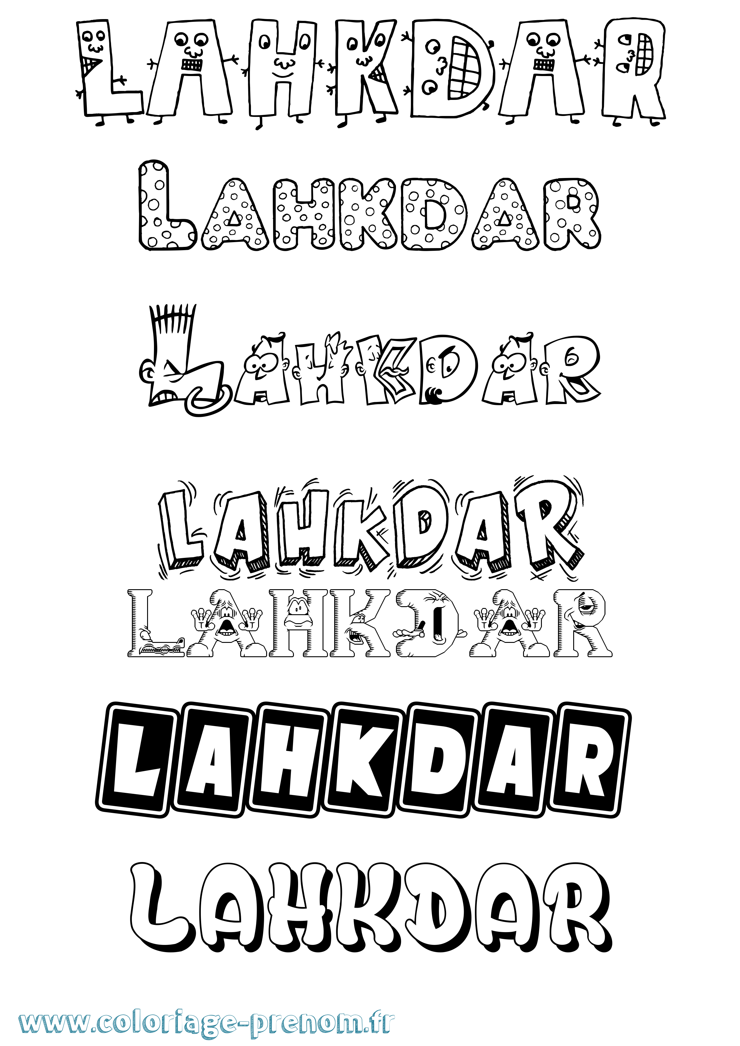 Coloriage prénom Lahkdar Fun
