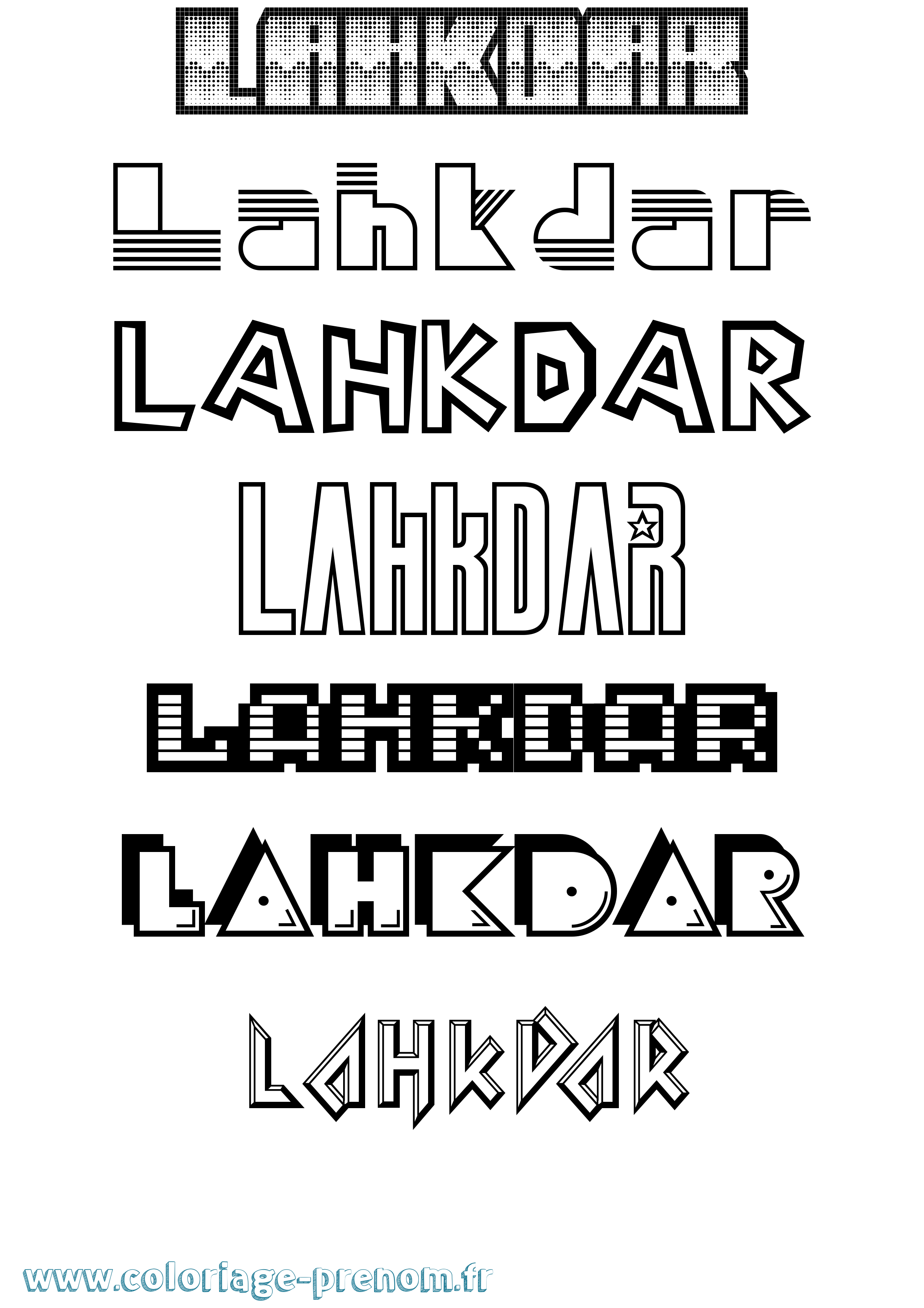 Coloriage prénom Lahkdar Jeux Vidéos