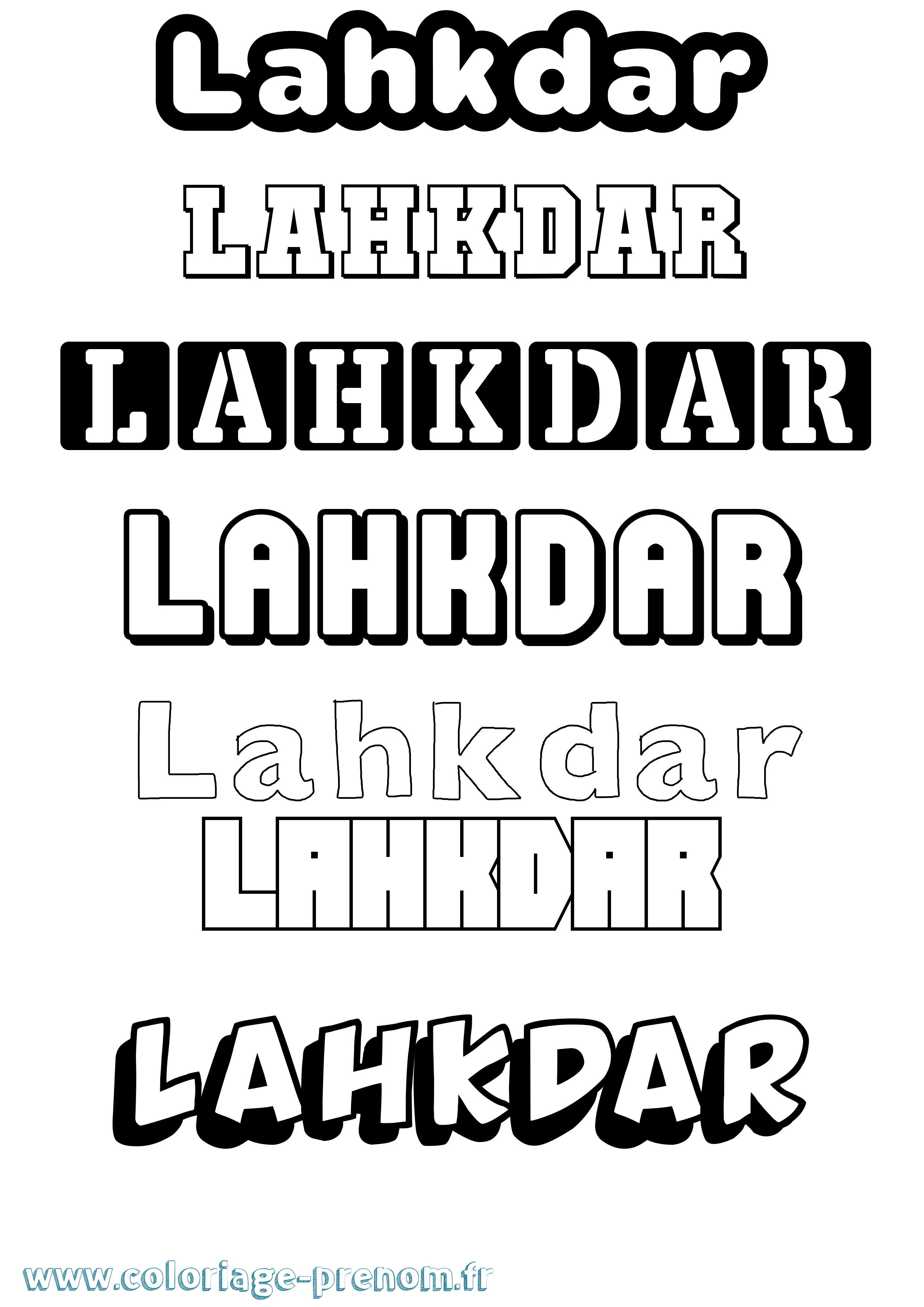 Coloriage prénom Lahkdar Simple