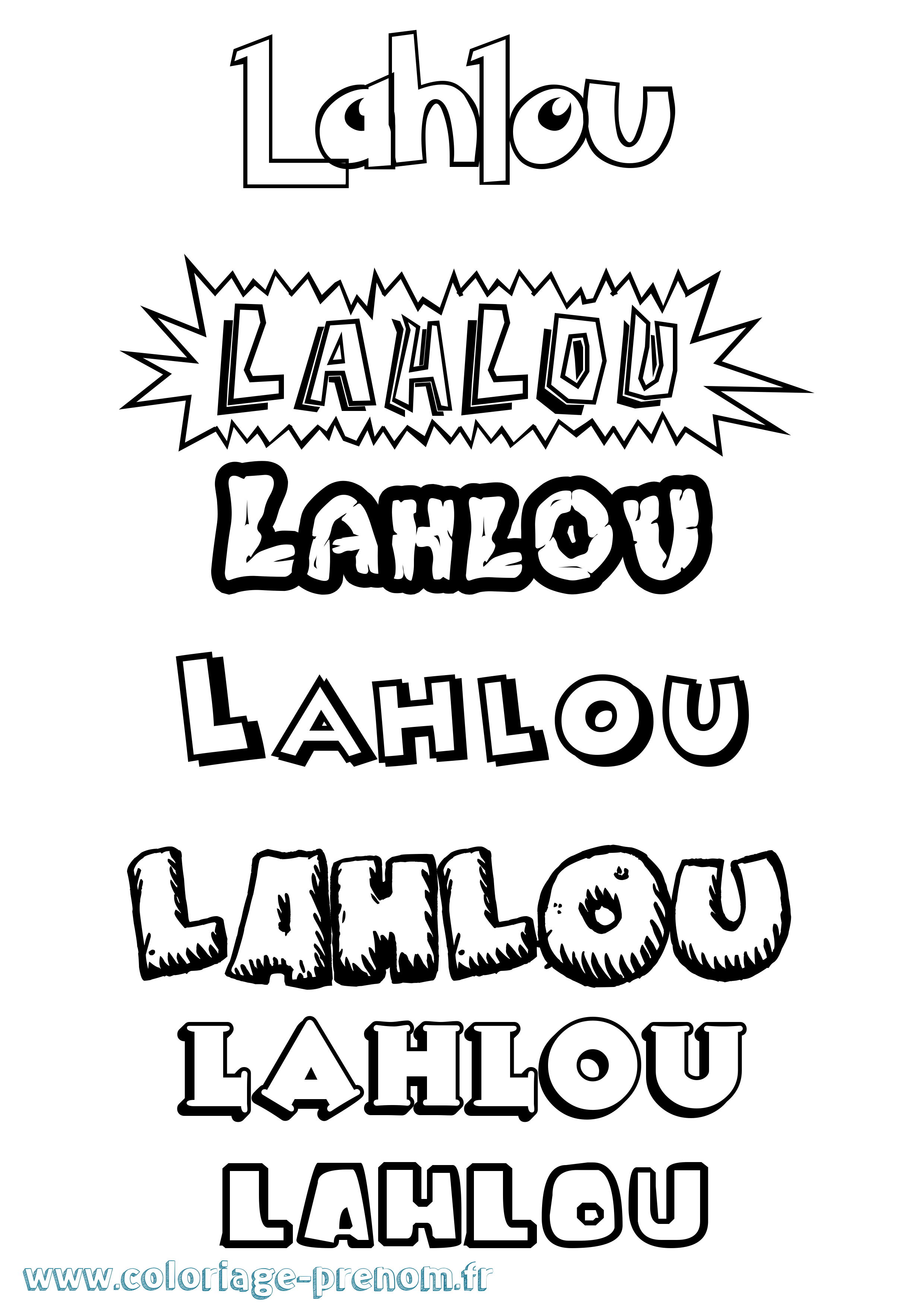 Coloriage prénom Lahlou Dessin Animé