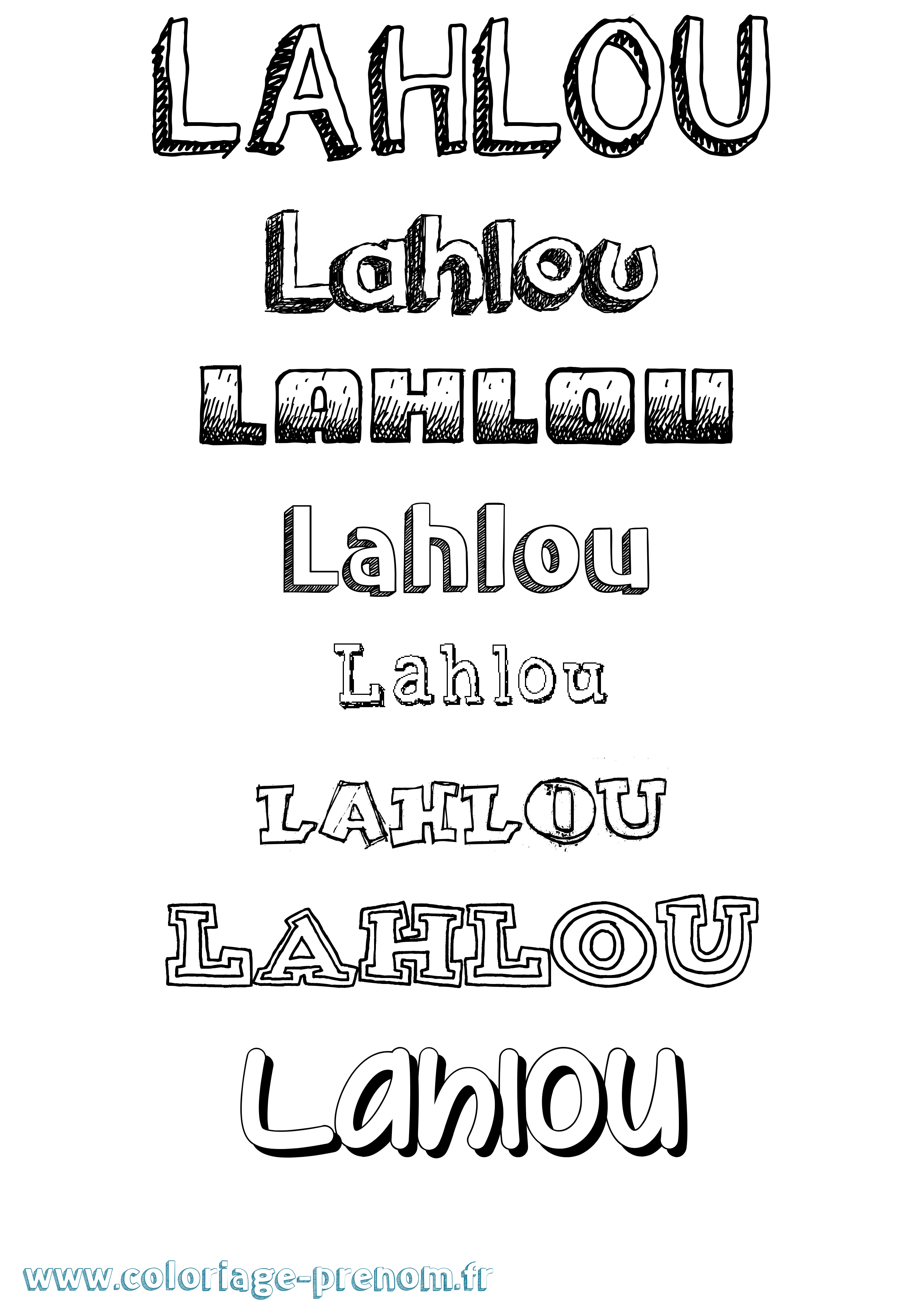 Coloriage prénom Lahlou Dessiné