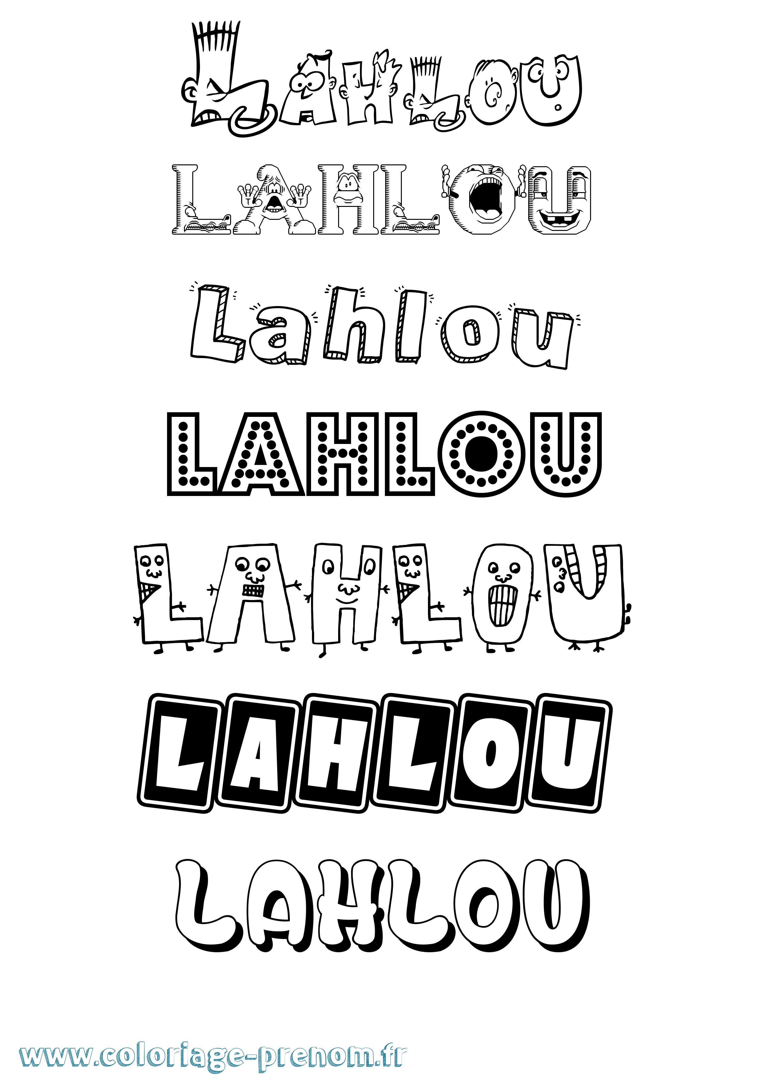 Coloriage prénom Lahlou Fun