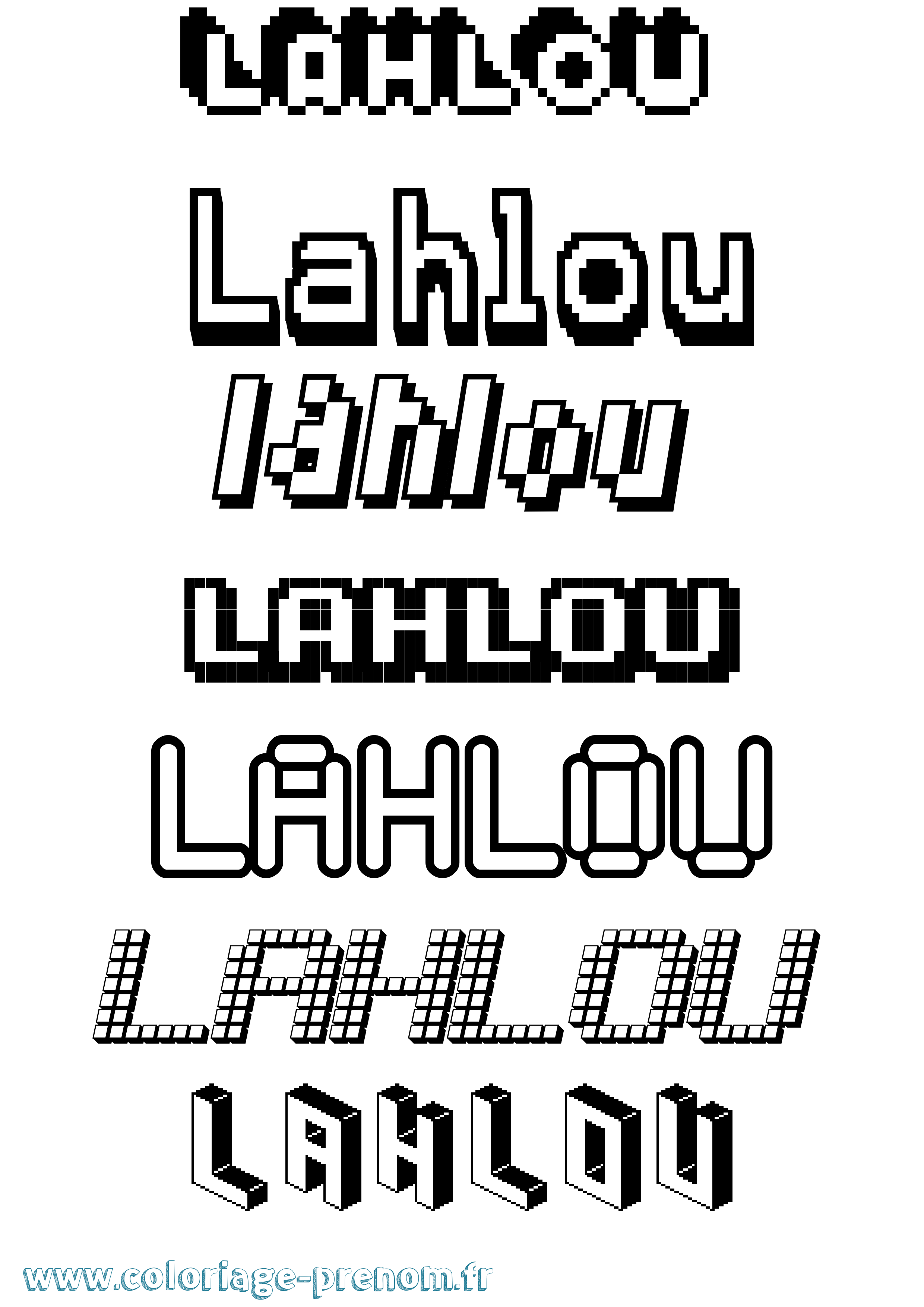 Coloriage prénom Lahlou Pixel