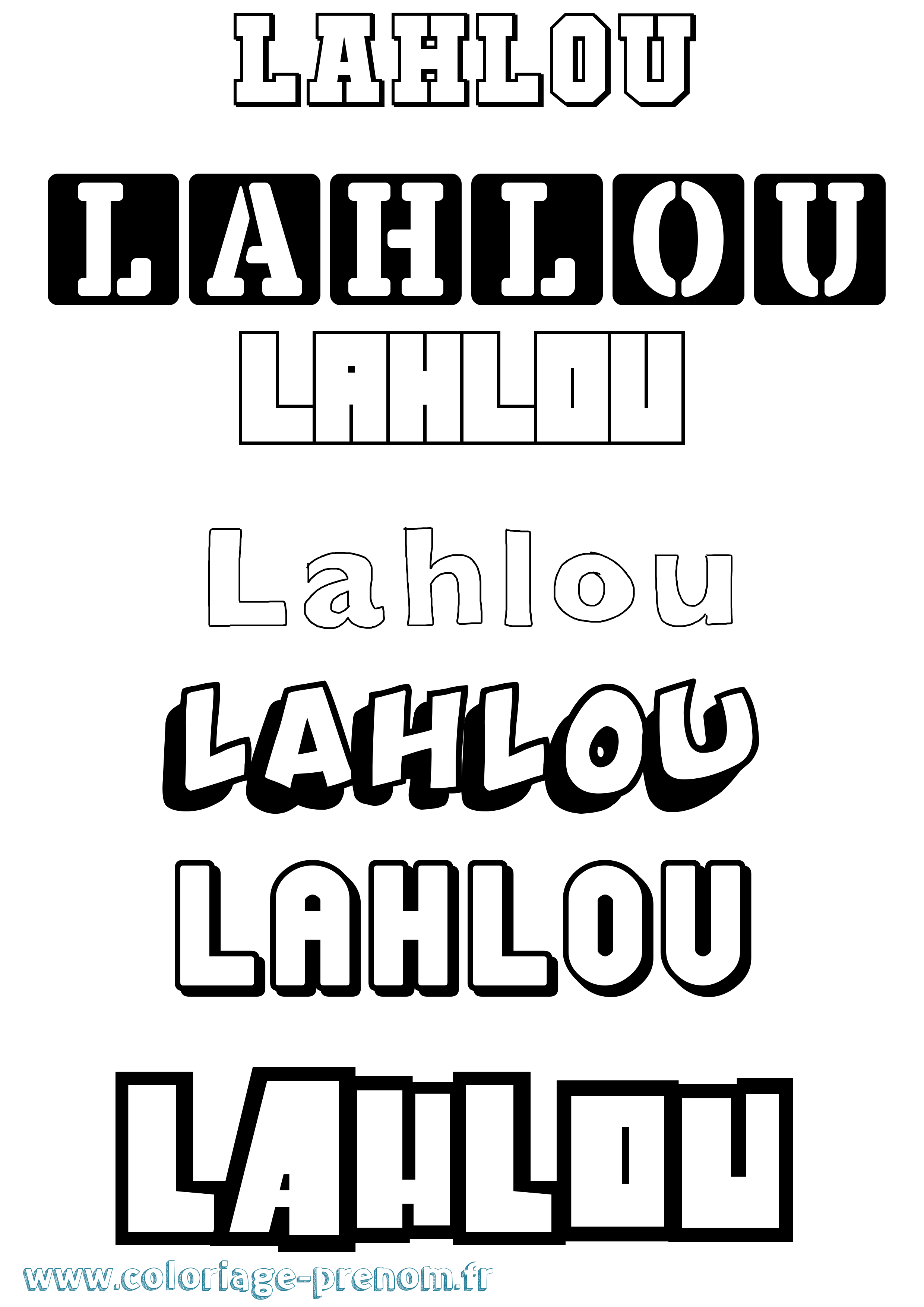 Coloriage prénom Lahlou Simple