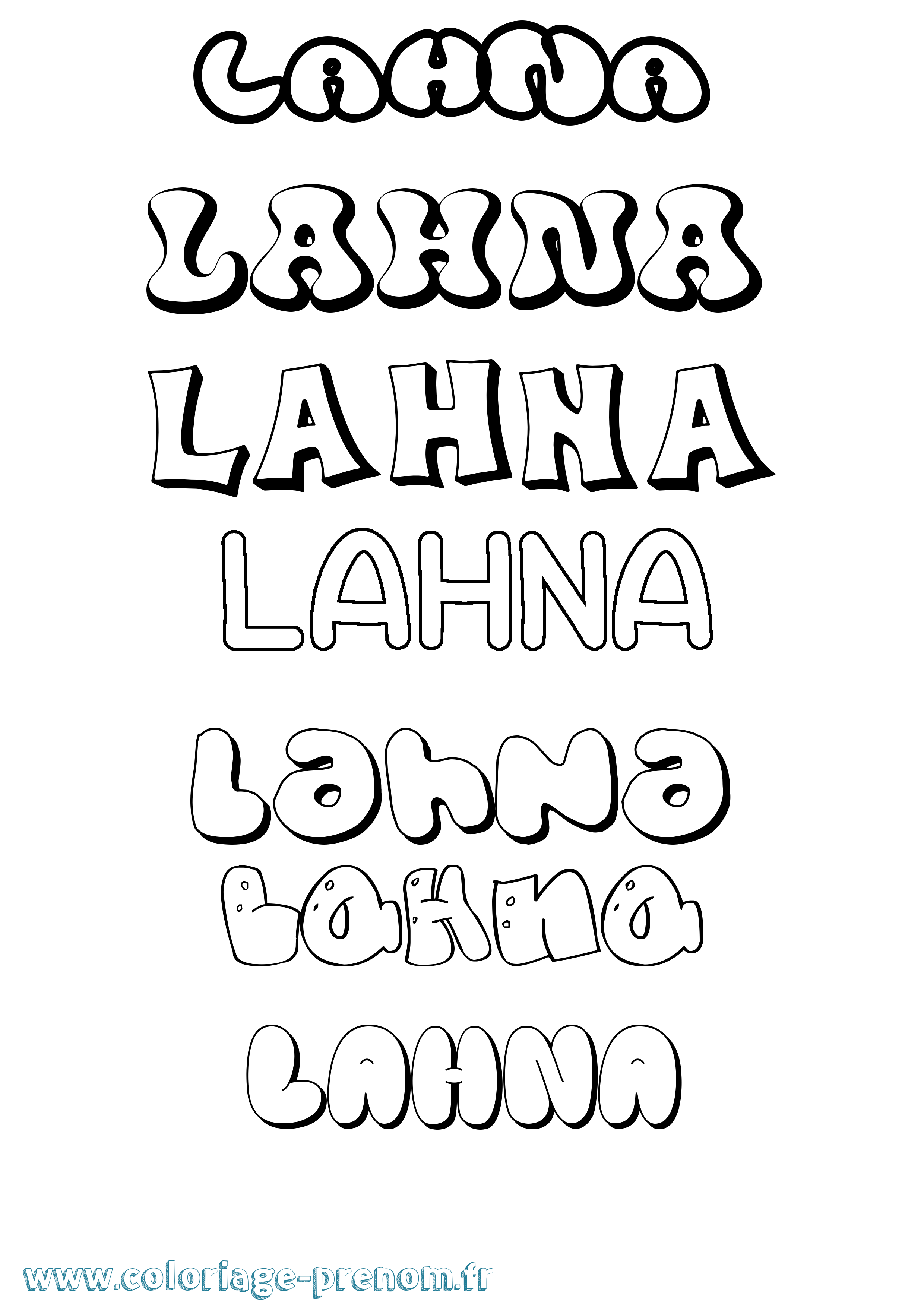 Coloriage prénom Lahna Bubble