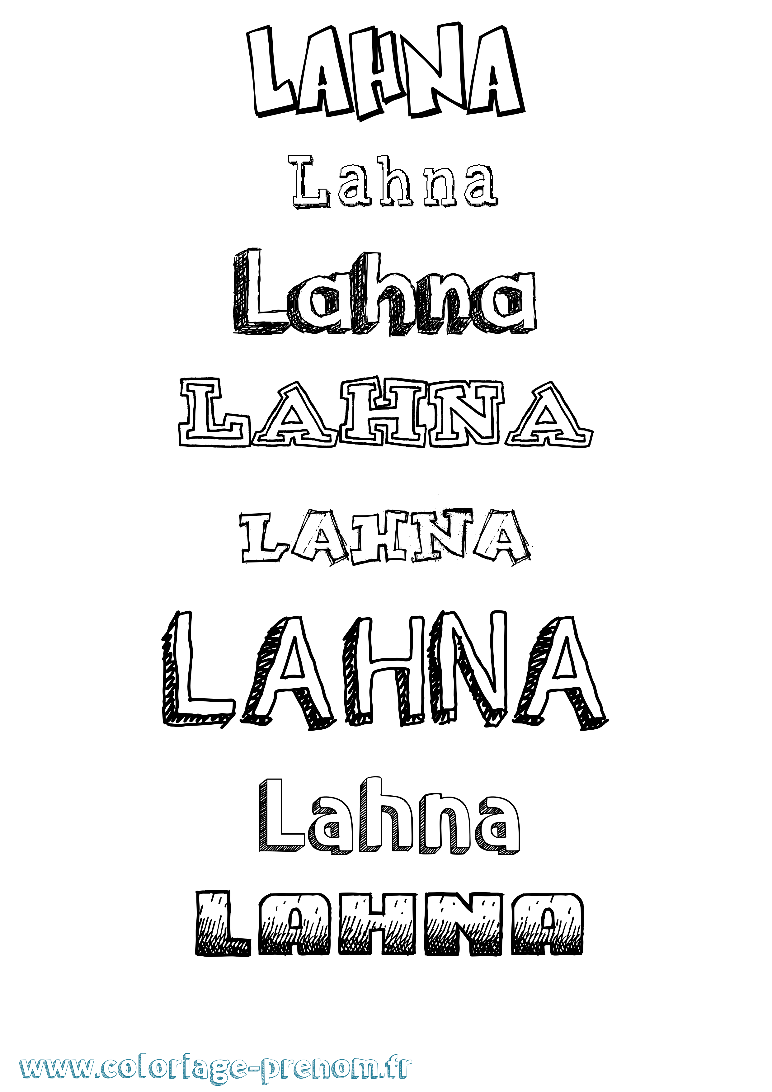 Coloriage prénom Lahna Dessiné