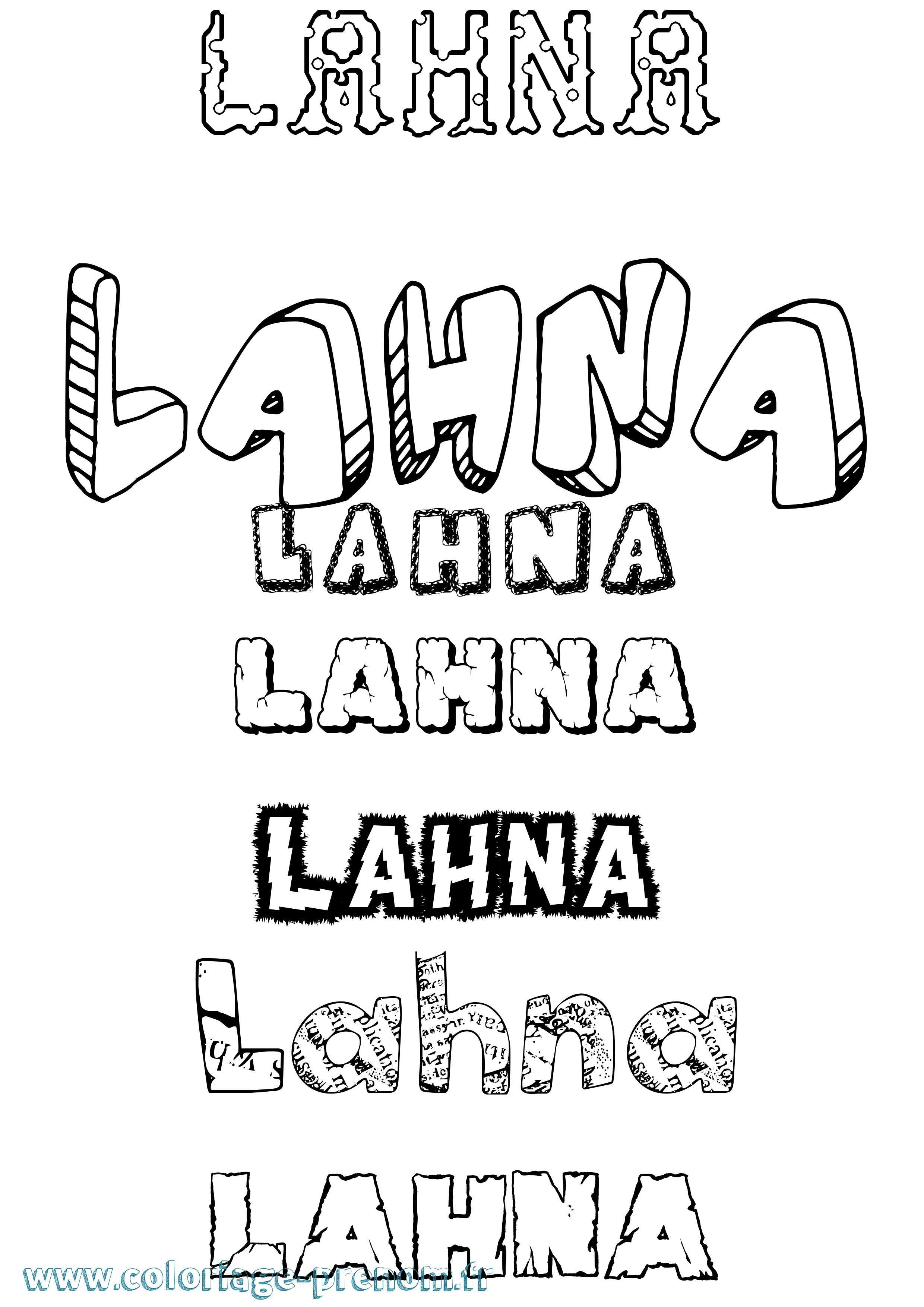 Coloriage prénom Lahna Destructuré