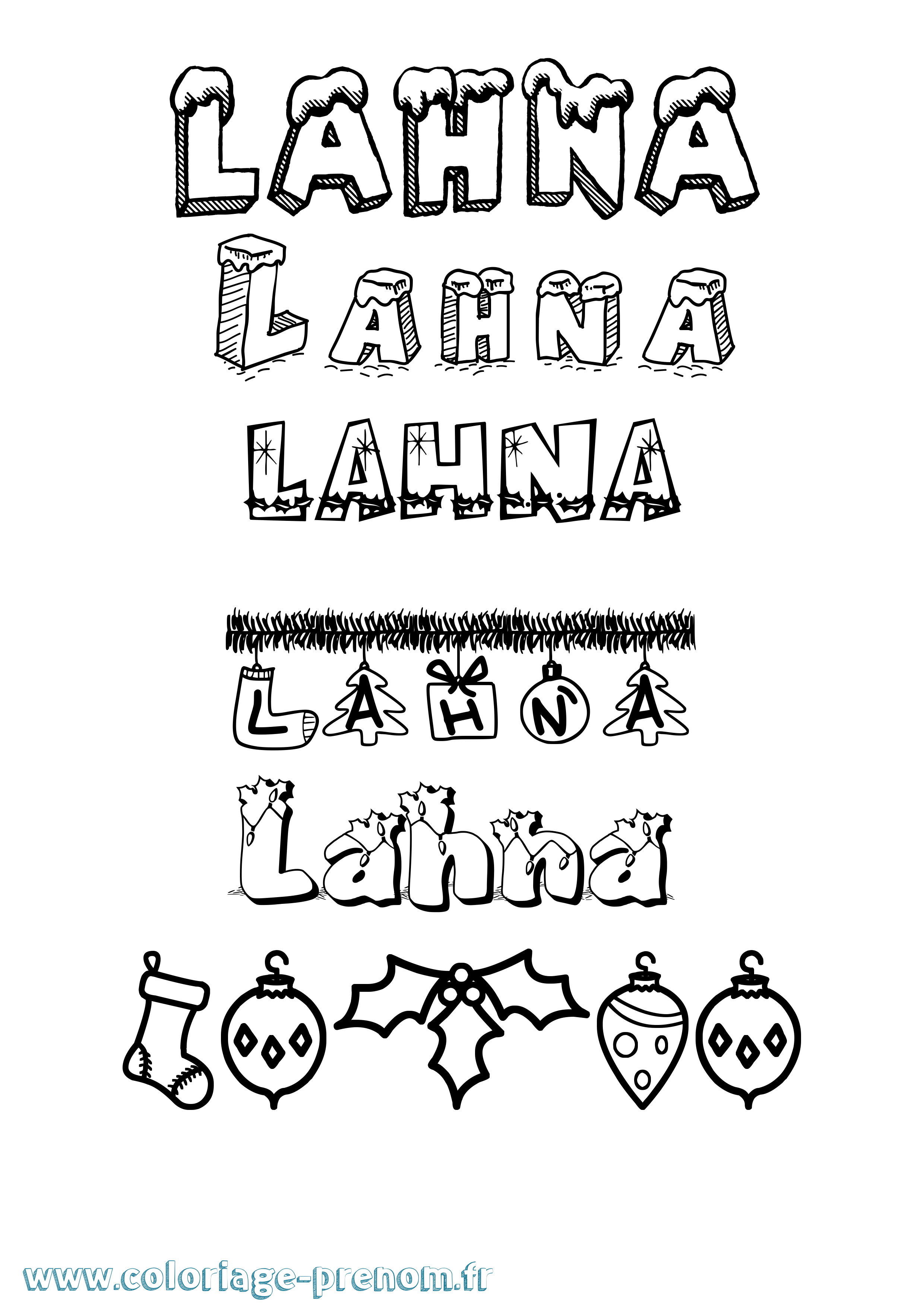 Coloriage prénom Lahna