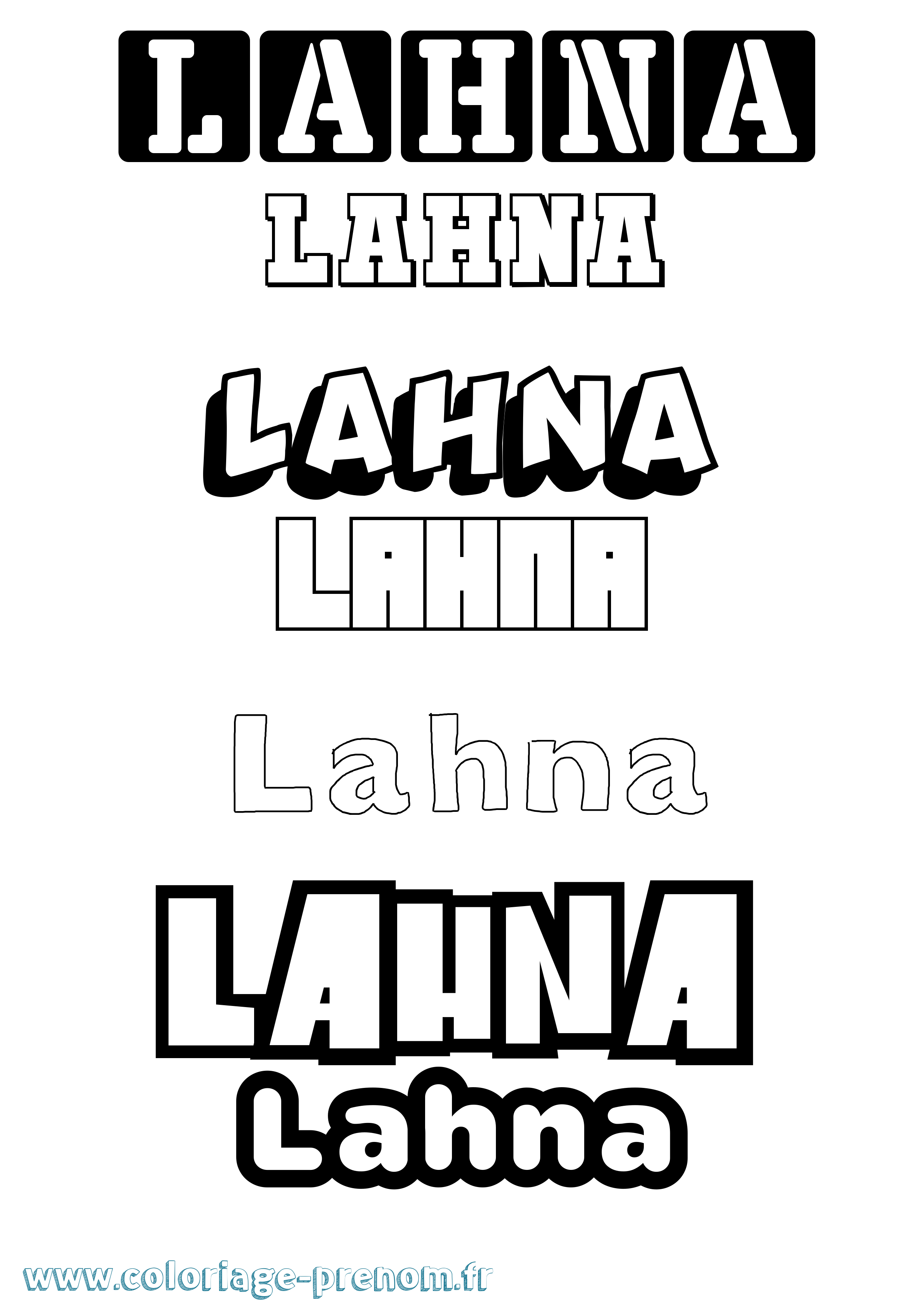 Coloriage prénom Lahna Simple