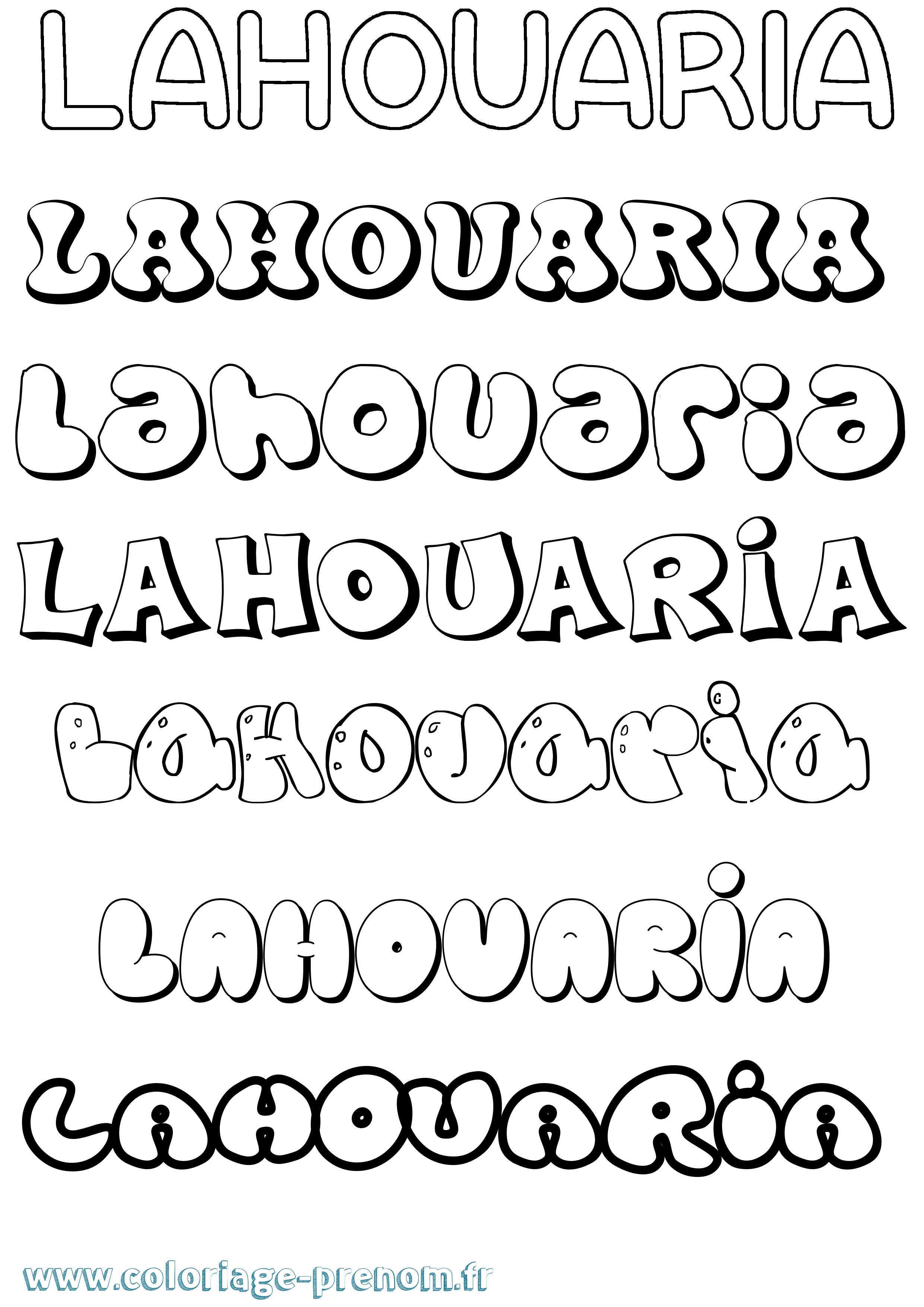 Coloriage Lahouaria Bubble Coloriage prénom Lahouaria Bubble
