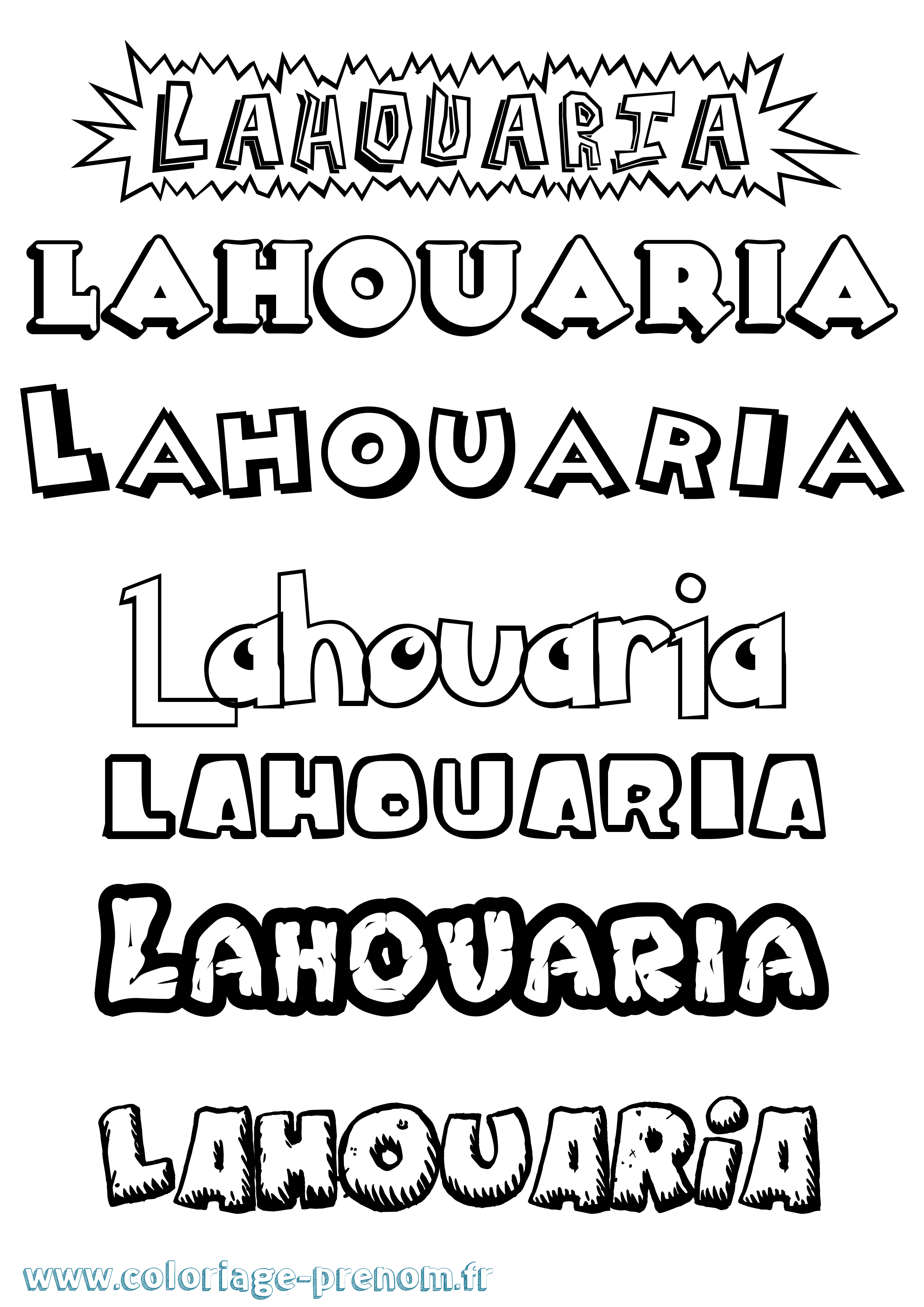 Coloriage Lahouaria Dessin Animé Coloriage prénom Lahouaria Dessin Animé