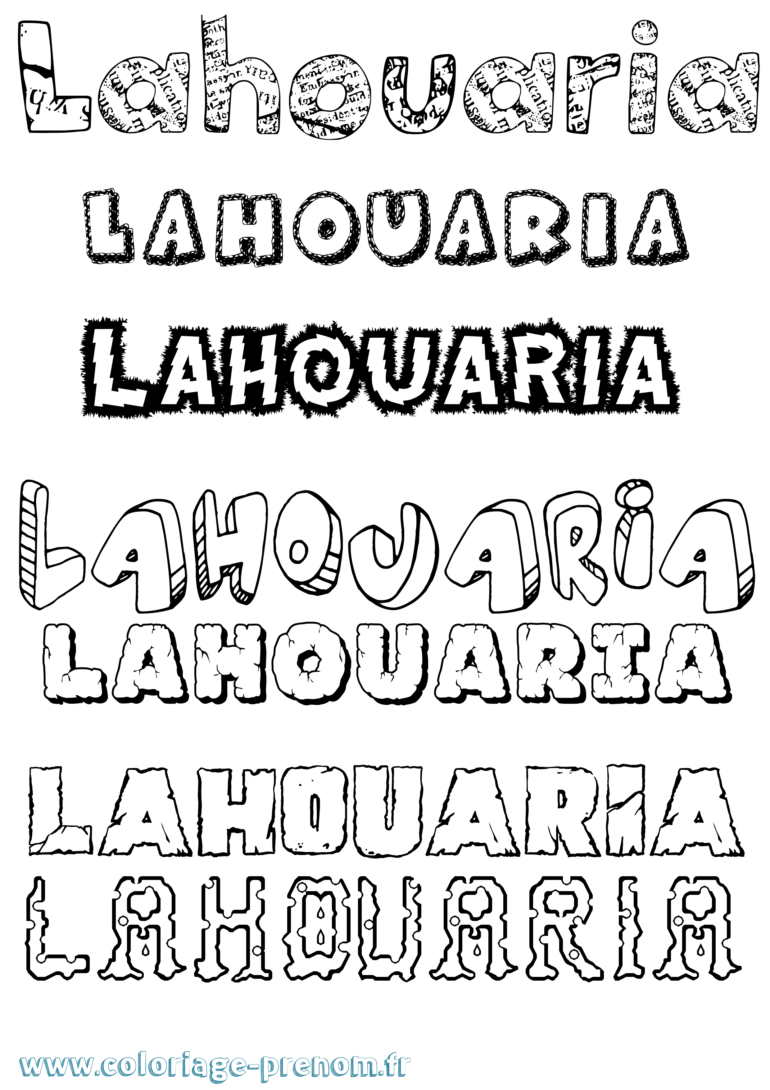 Coloriage Lahouaria Destructuré Coloriage prénom Lahouaria Destructuré
