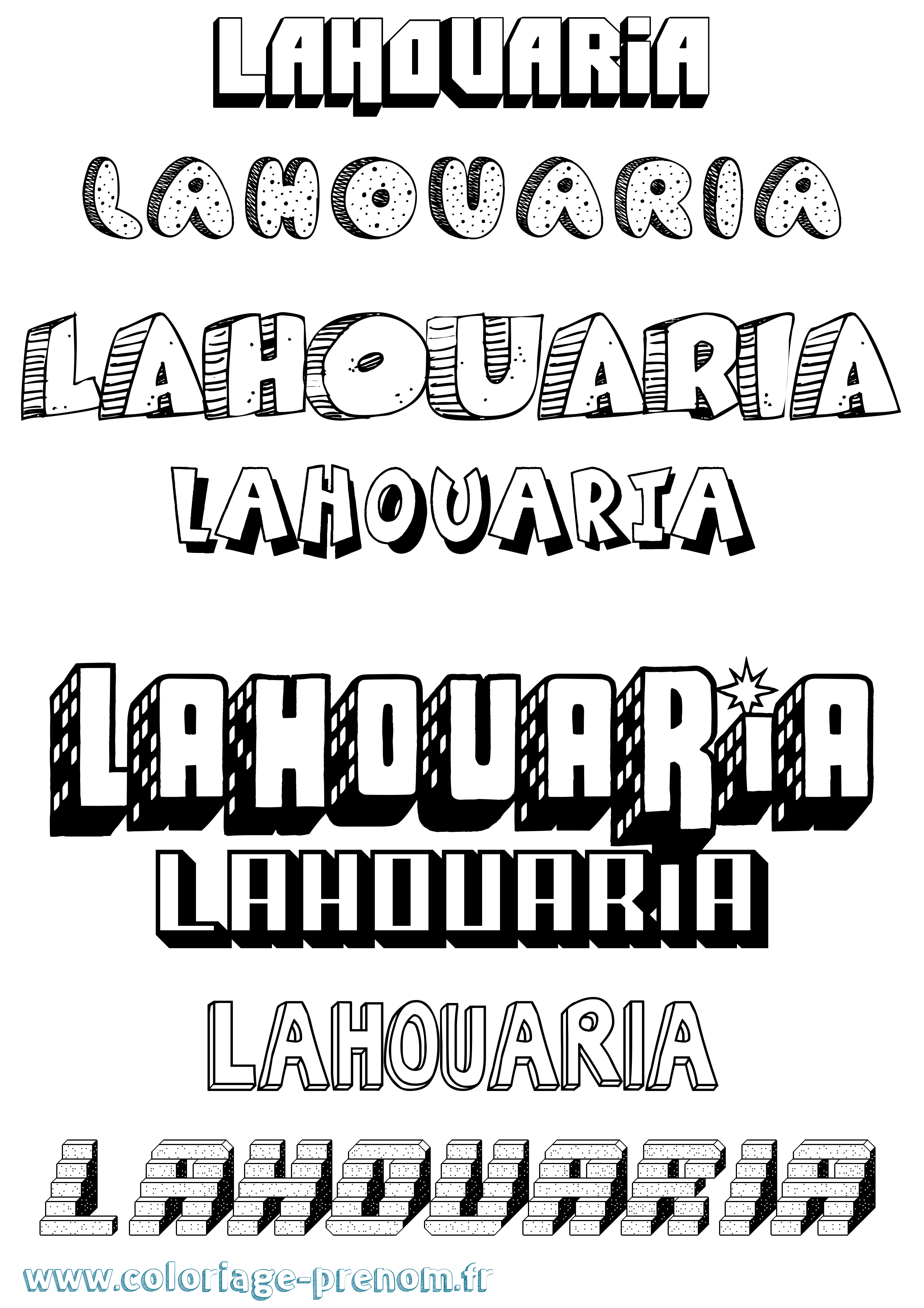 Coloriage Lahouaria Effet 3D Coloriage prénom Lahouaria Effet 3D
