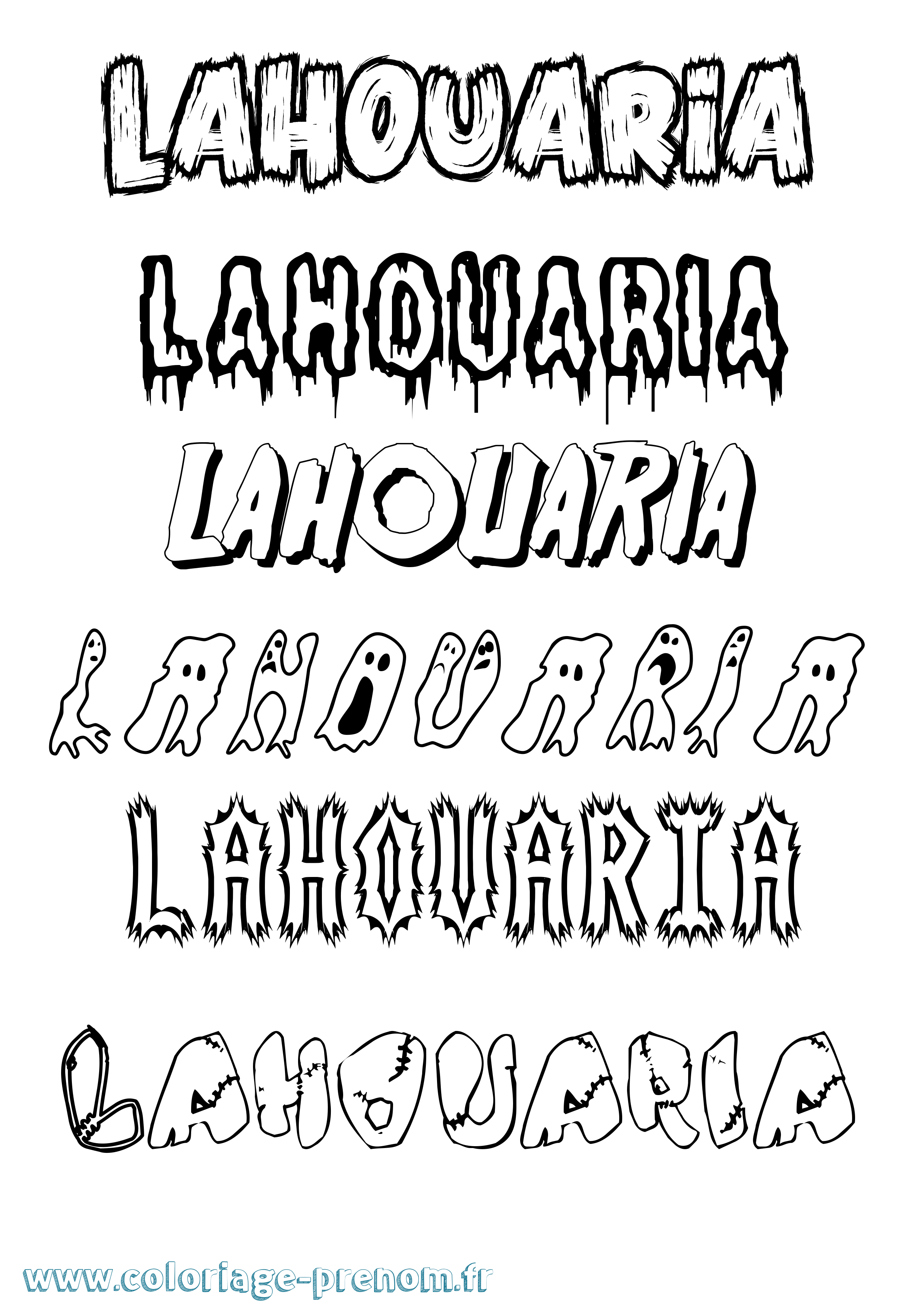Coloriage Lahouaria Frisson Coloriage prénom Lahouaria Frisson
