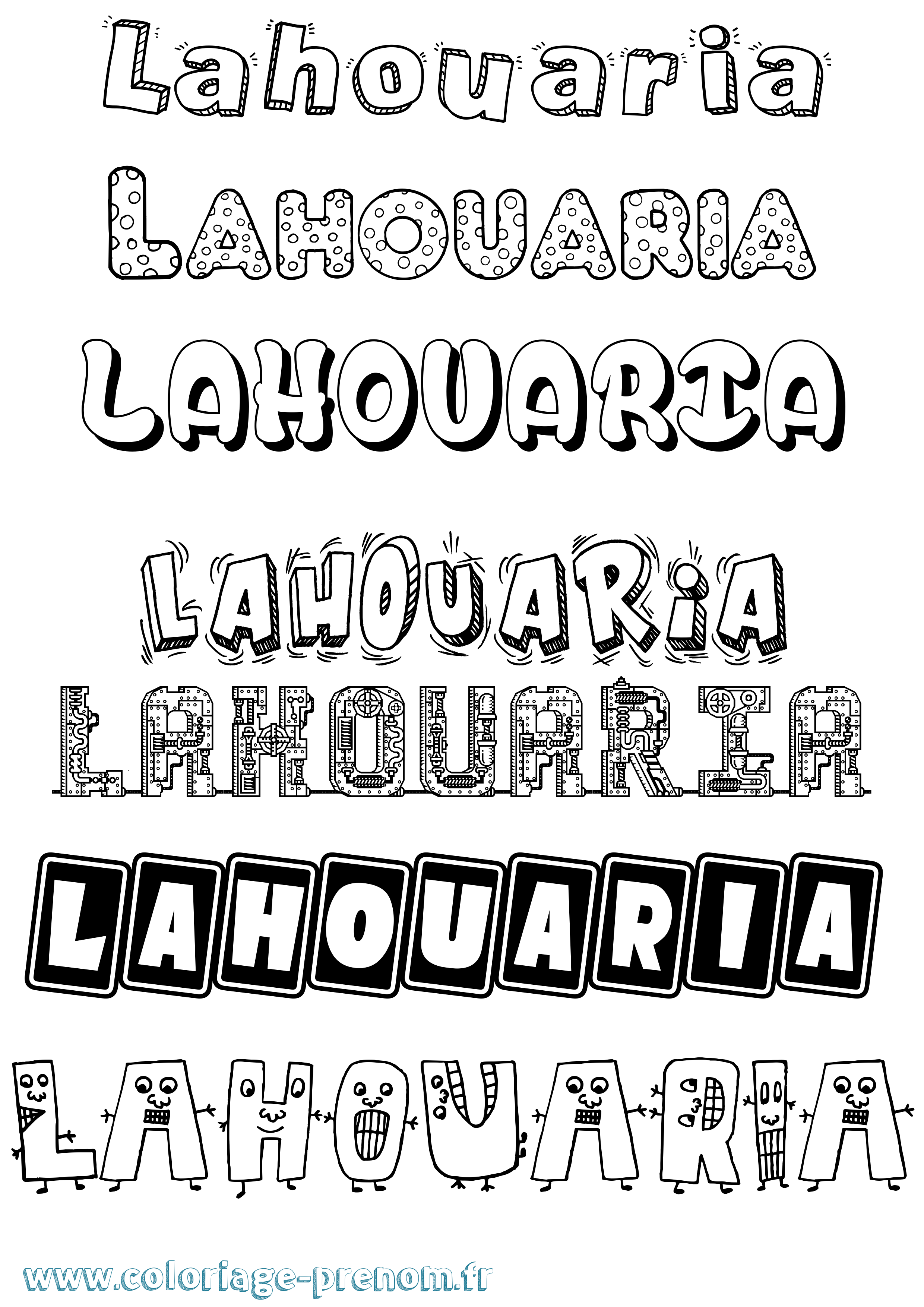 Coloriage Lahouaria Fun Coloriage prénom Lahouaria Fun