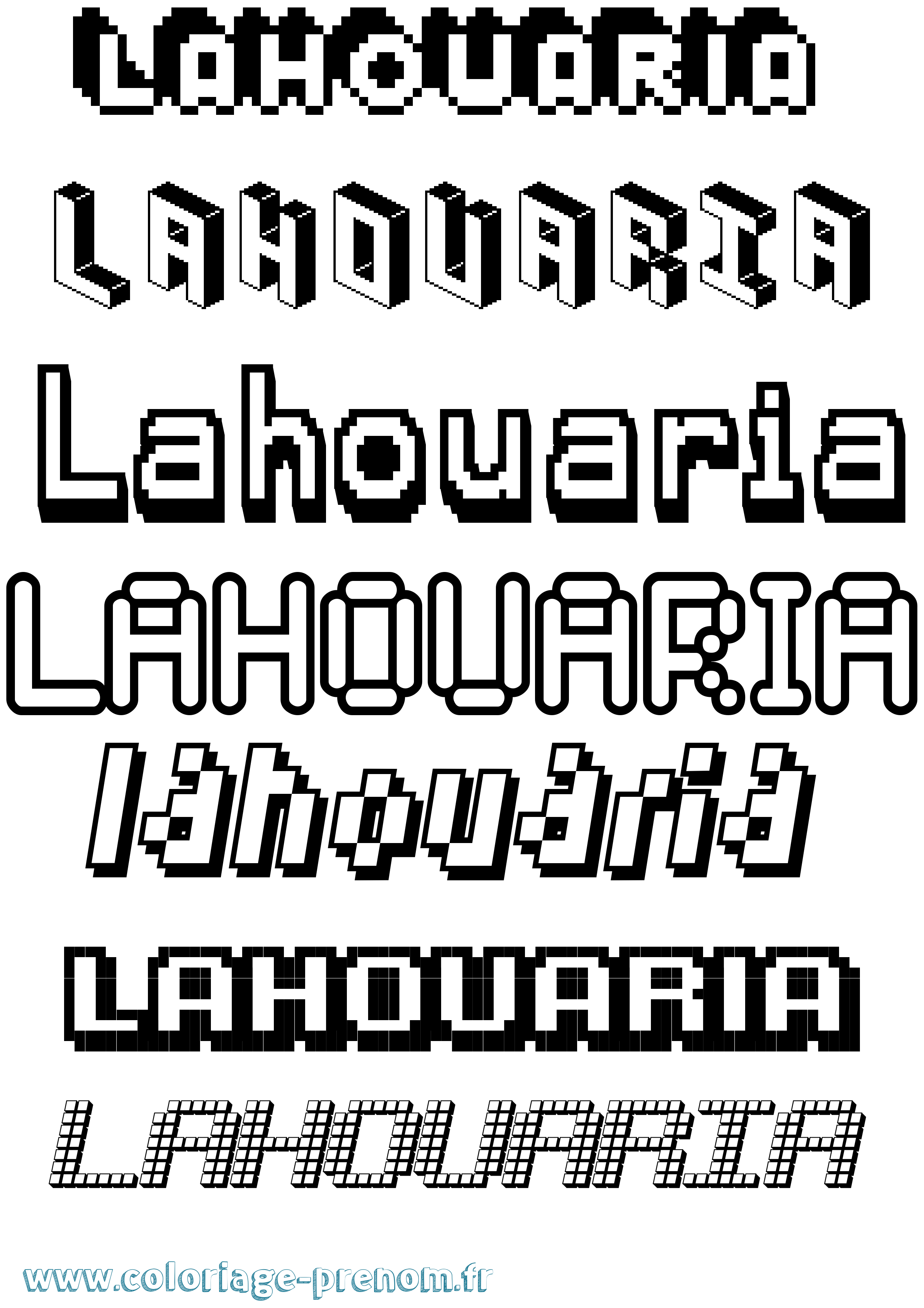 Coloriage Lahouaria Pixel Coloriage prénom Lahouaria Pixel