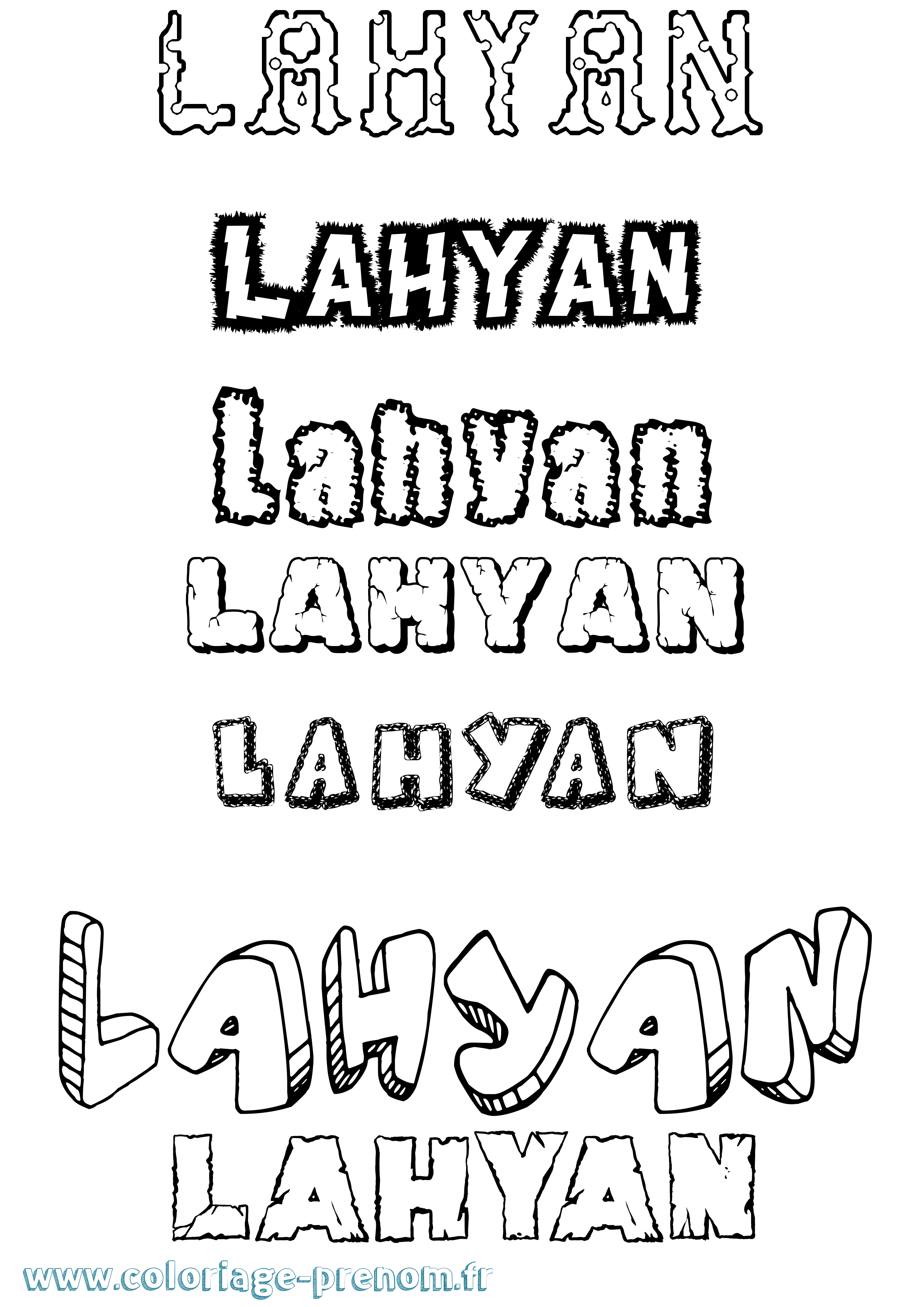 Coloriage Lahyan Destructuré Coloriage prénom Lahyan Destructuré