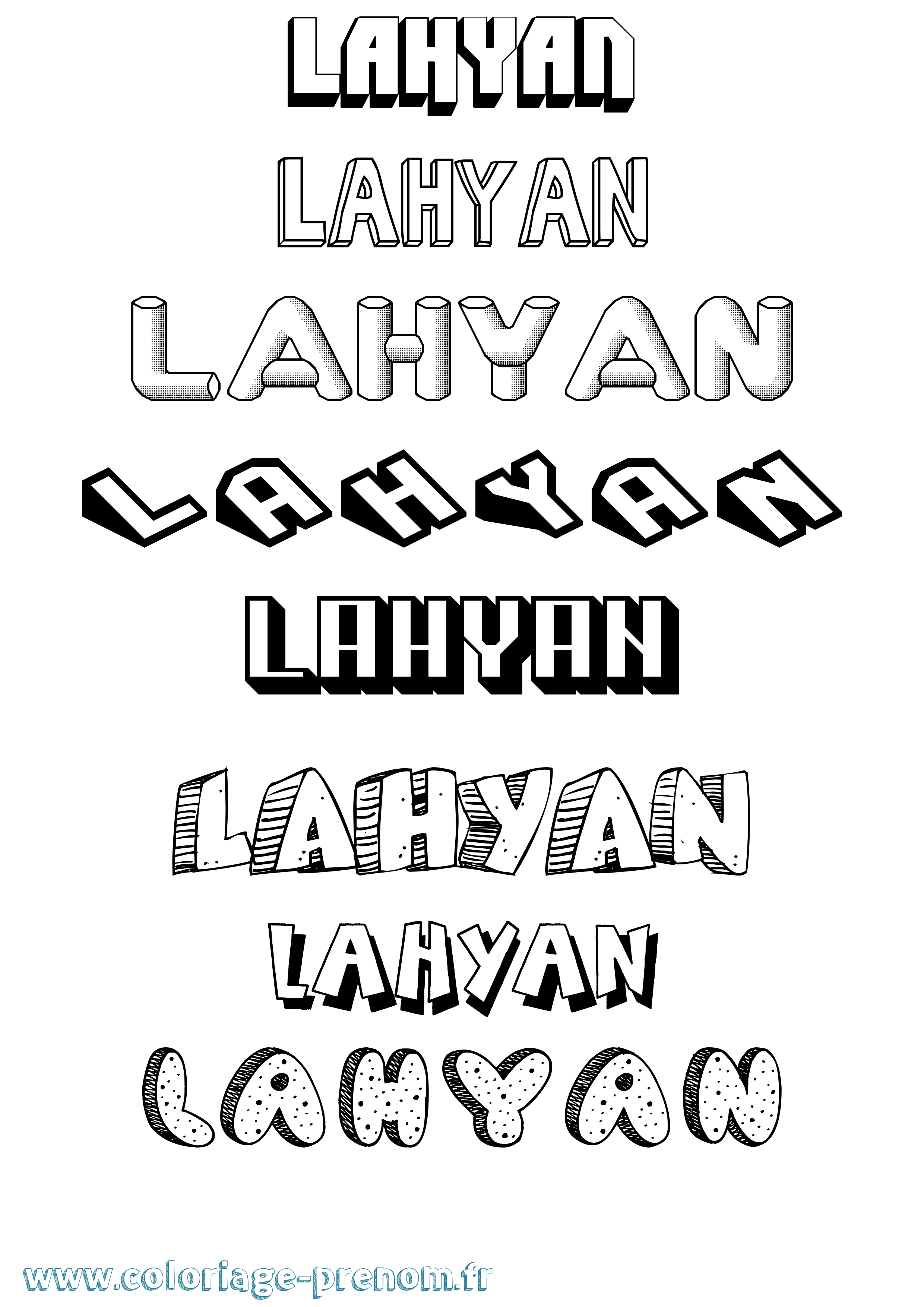 Coloriage Lahyan Effet 3D Coloriage prénom Lahyan Effet 3D