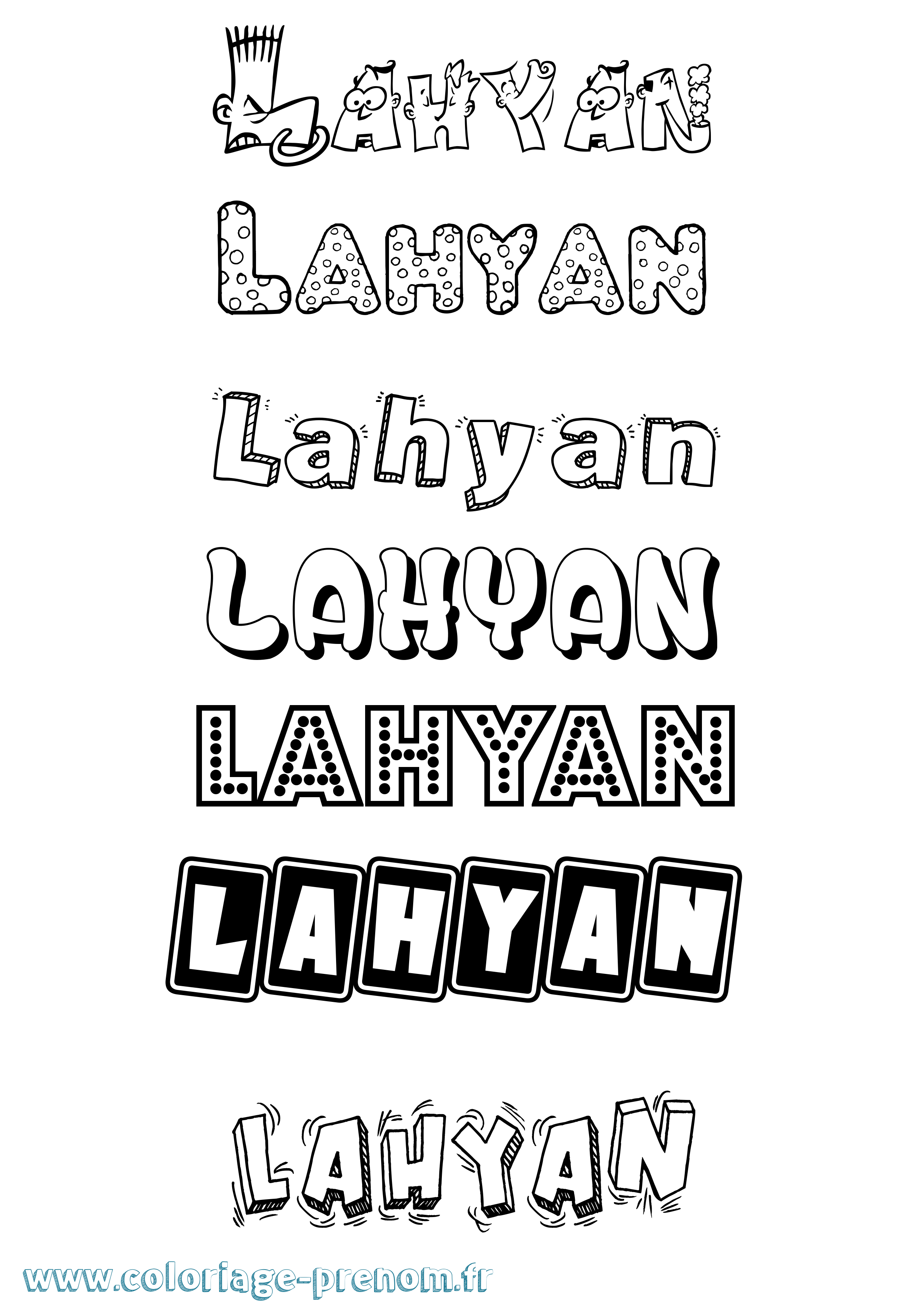 Coloriage prénom Lahyan Fun