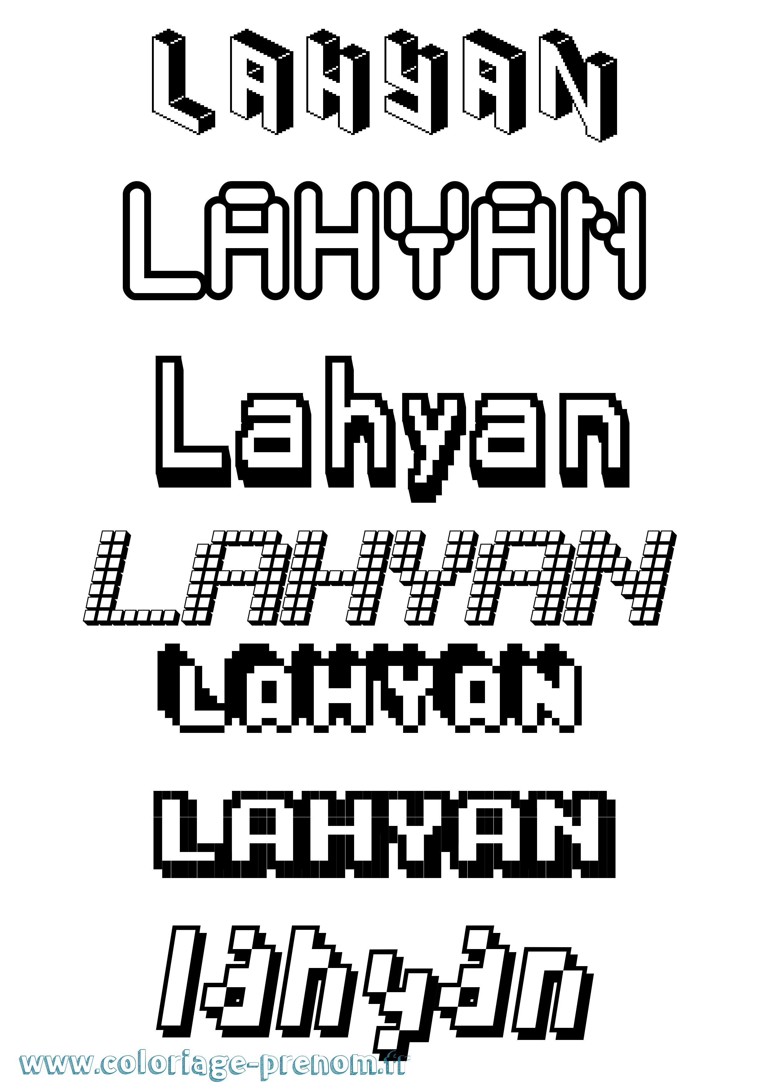 Coloriage prénom Lahyan Pixel